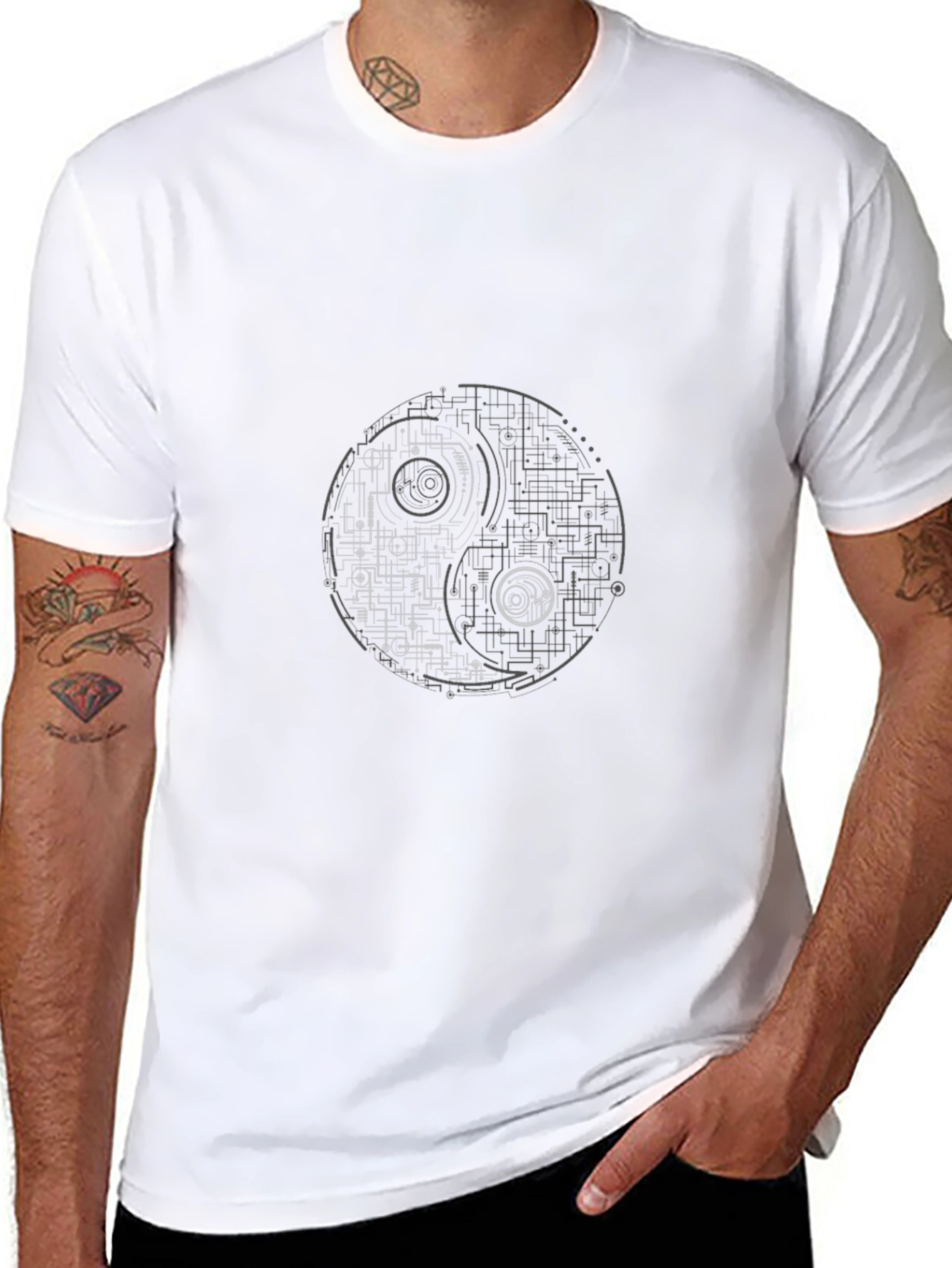 Yin Yang Tech Black T-Shirt
