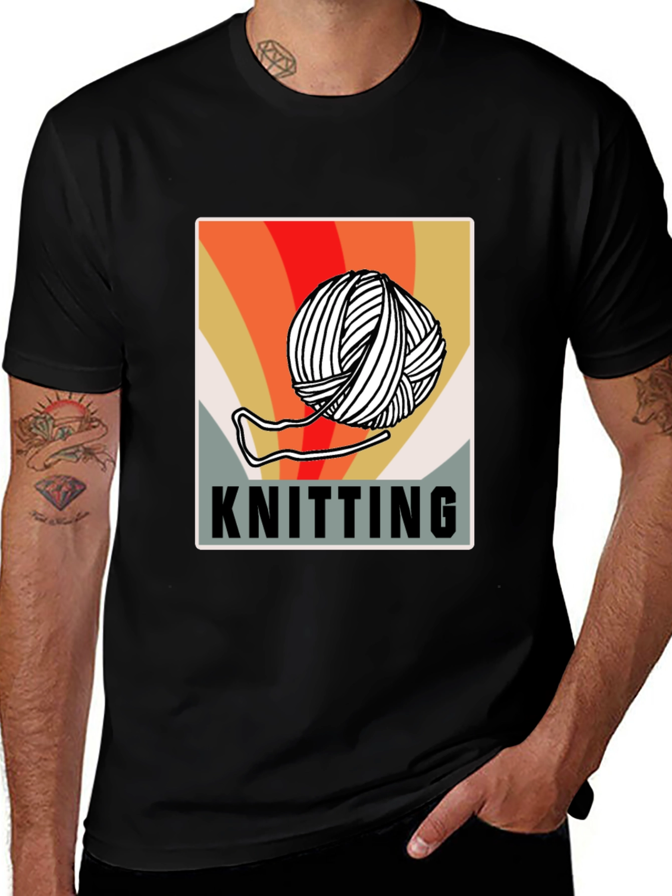 Knitting Retro Graphic T-Shirt - Yarn Lovers Tee