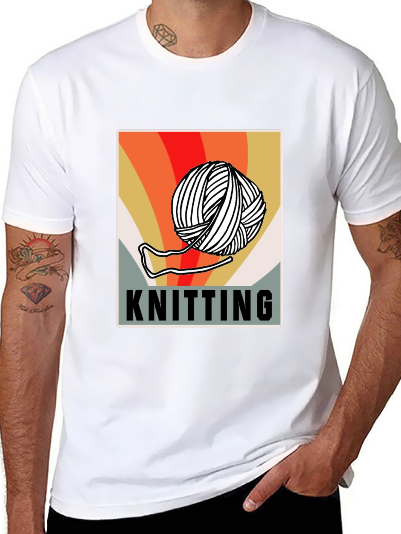 Knitting Retro Graphic T-Shirt - Yarn Lovers Tee