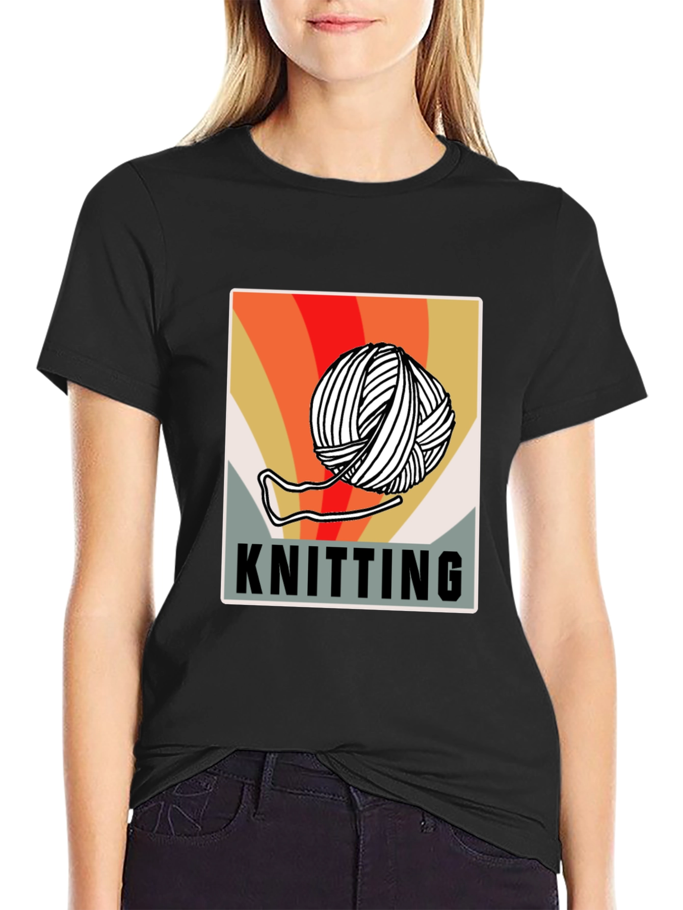 Knitting Retro Graphic T-Shirt - Yarn Lovers Tee