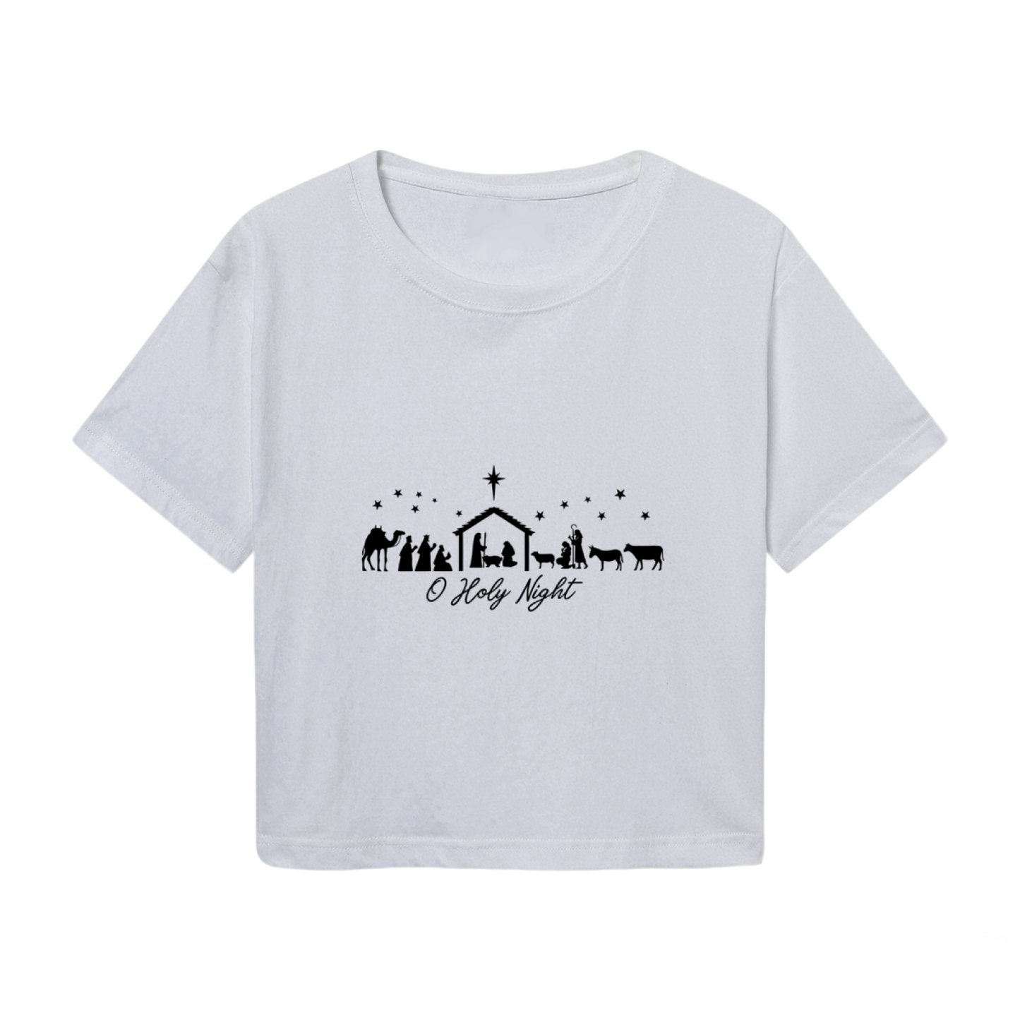 O Holy Night Nativity Scene Christmas Cropped Top