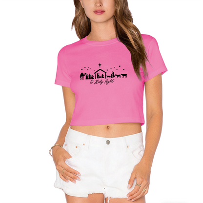 O Holy Night Nativity Scene Christmas Cropped Top