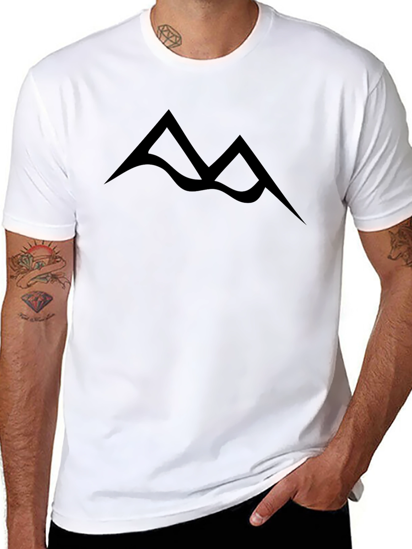 Minimalist Mountain Peak Black T-Shirt
