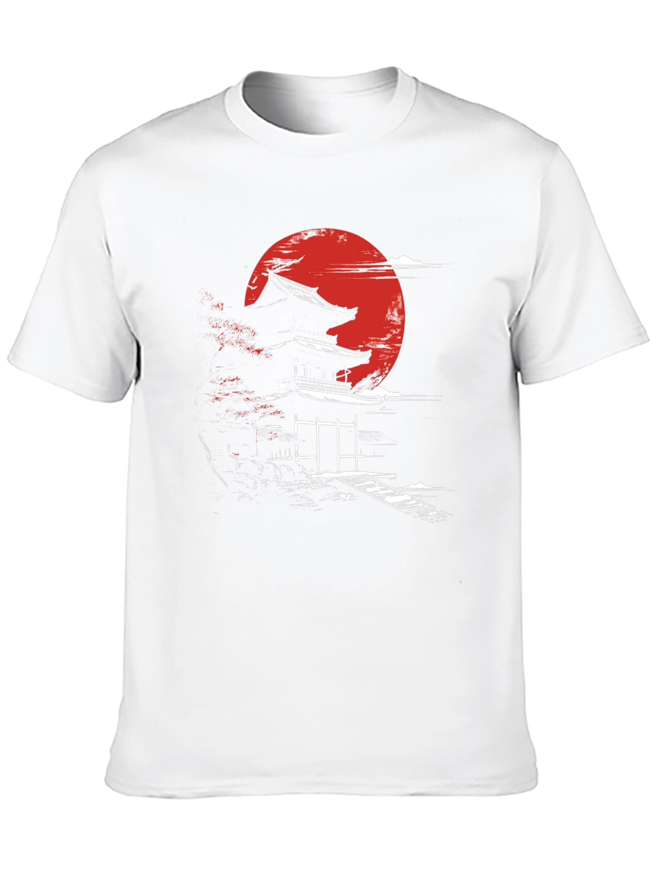 Japanese Temple Moon Graphic T-Shirt