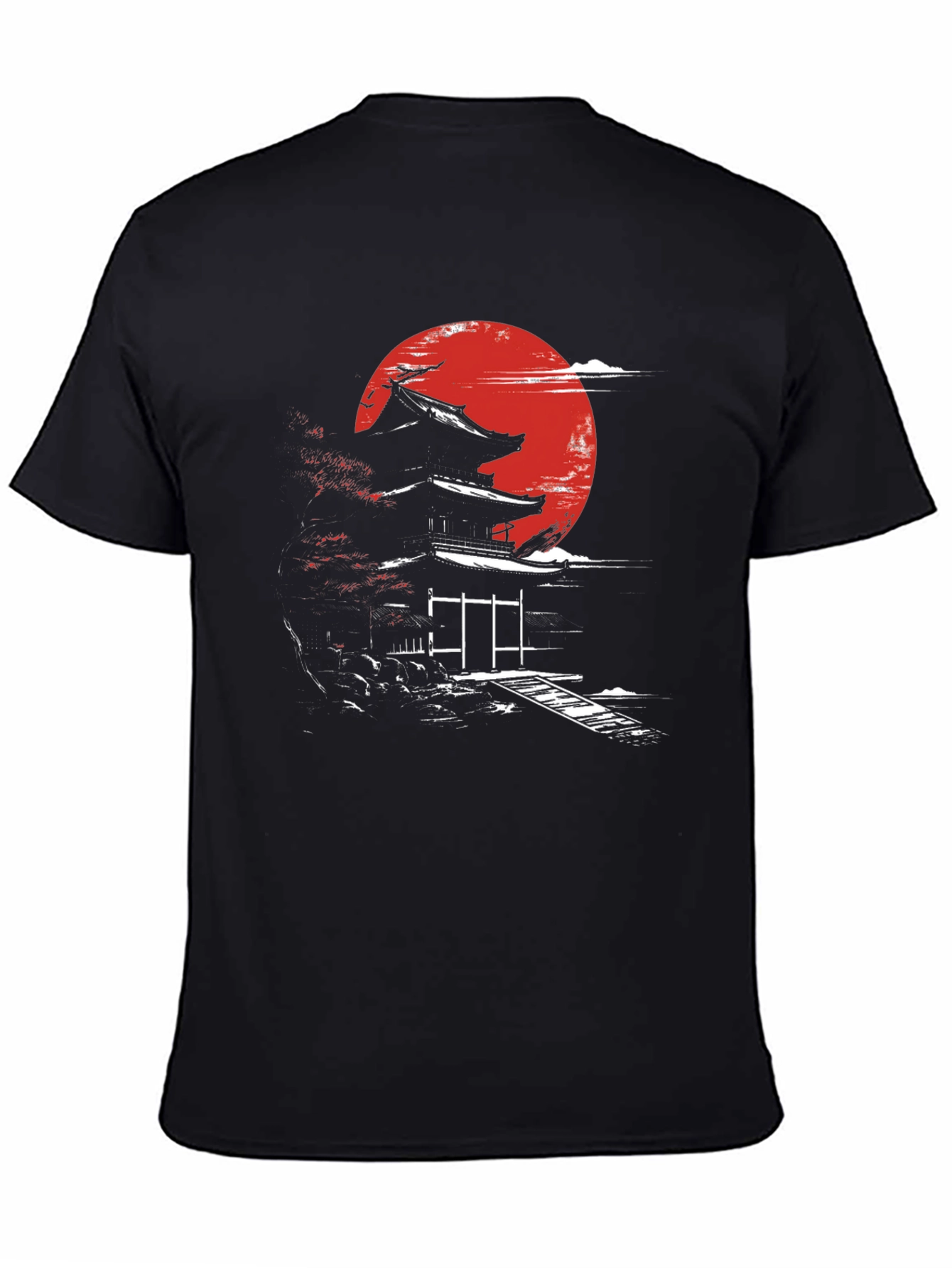 Japanese Temple Moon Graphic T-Shirt
