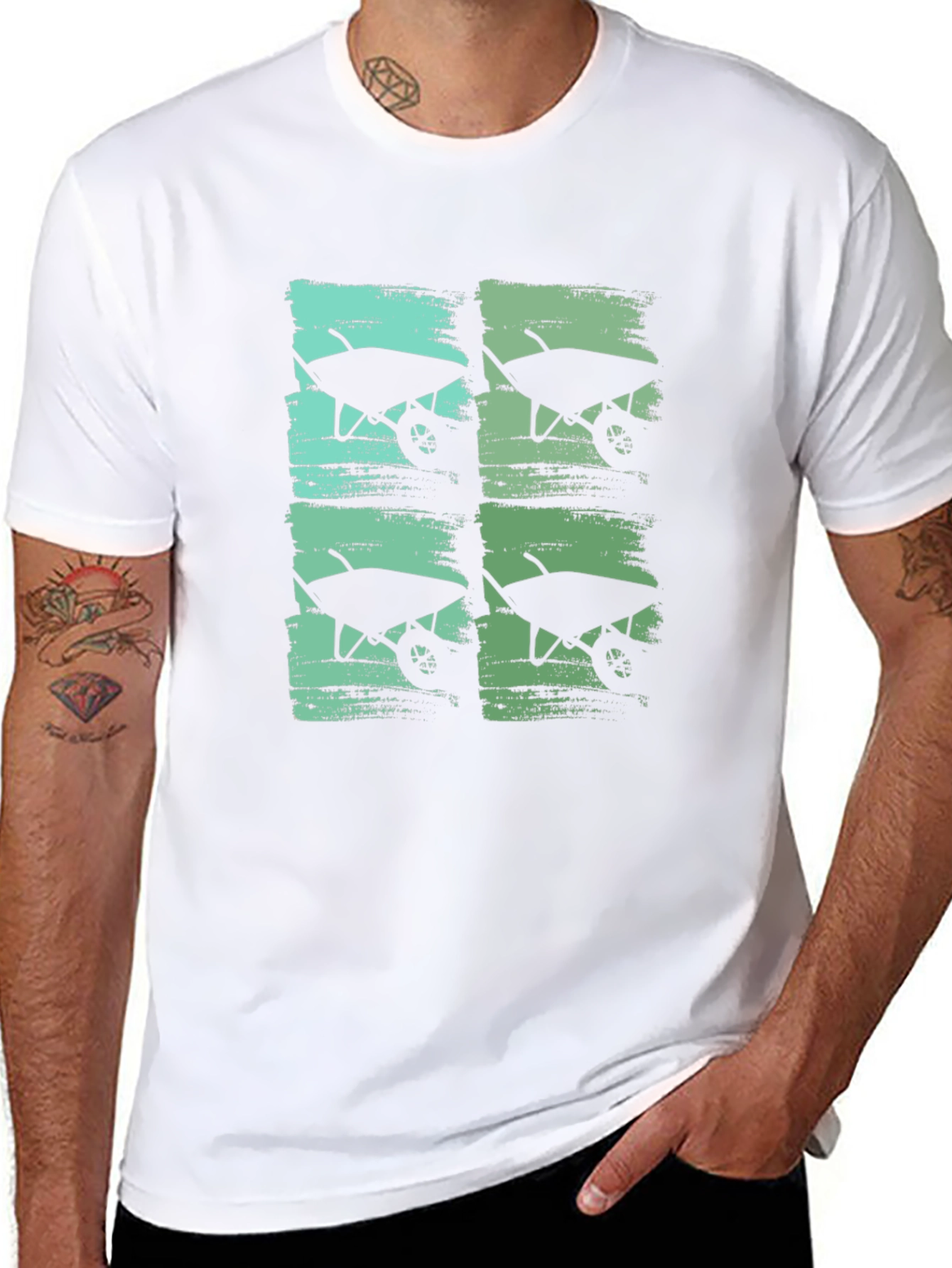 Wheelbarrow Graphic Print Crew Neck T-Shirt
