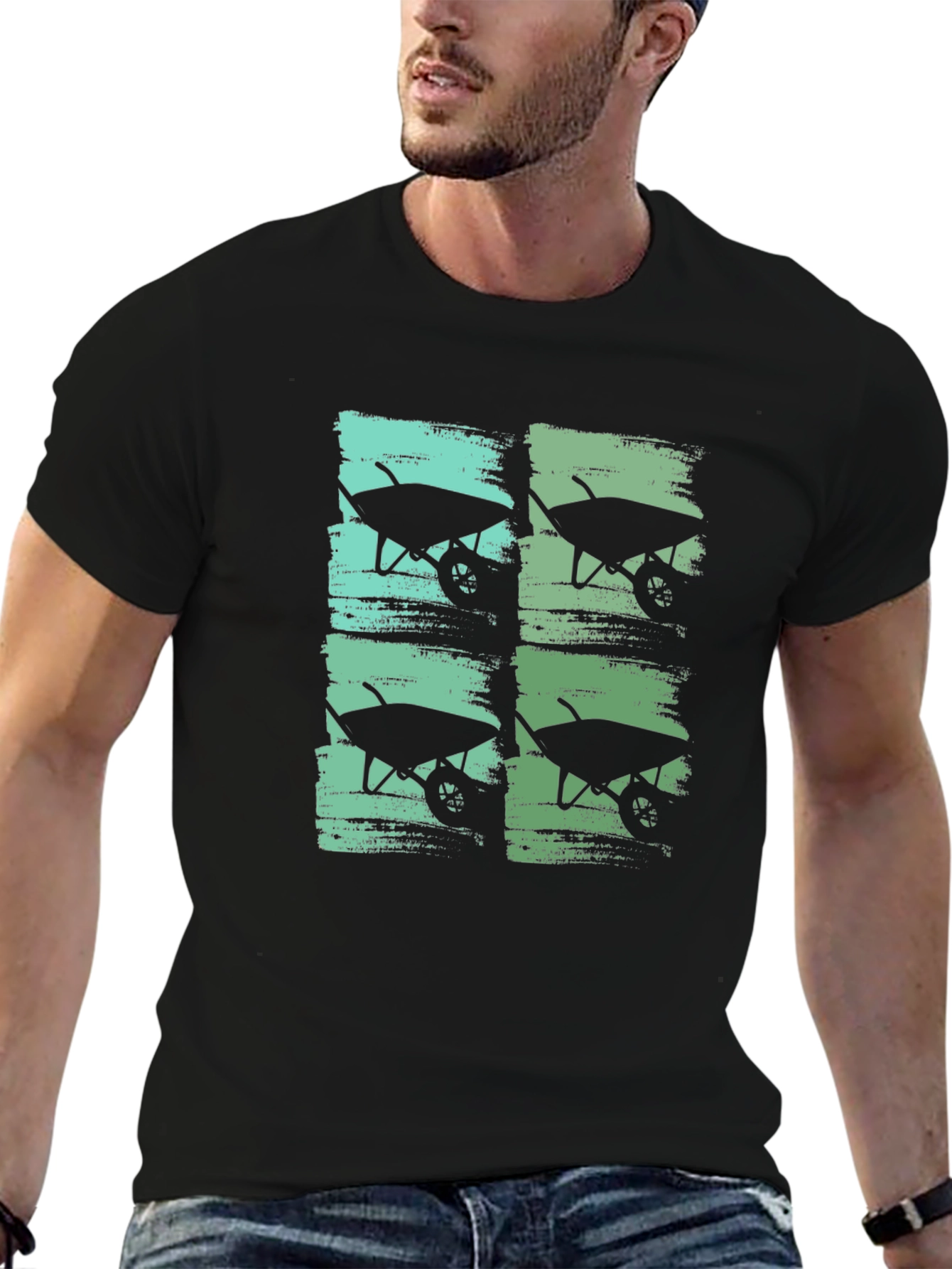 Wheelbarrow Graphic Print Crew Neck T-Shirt