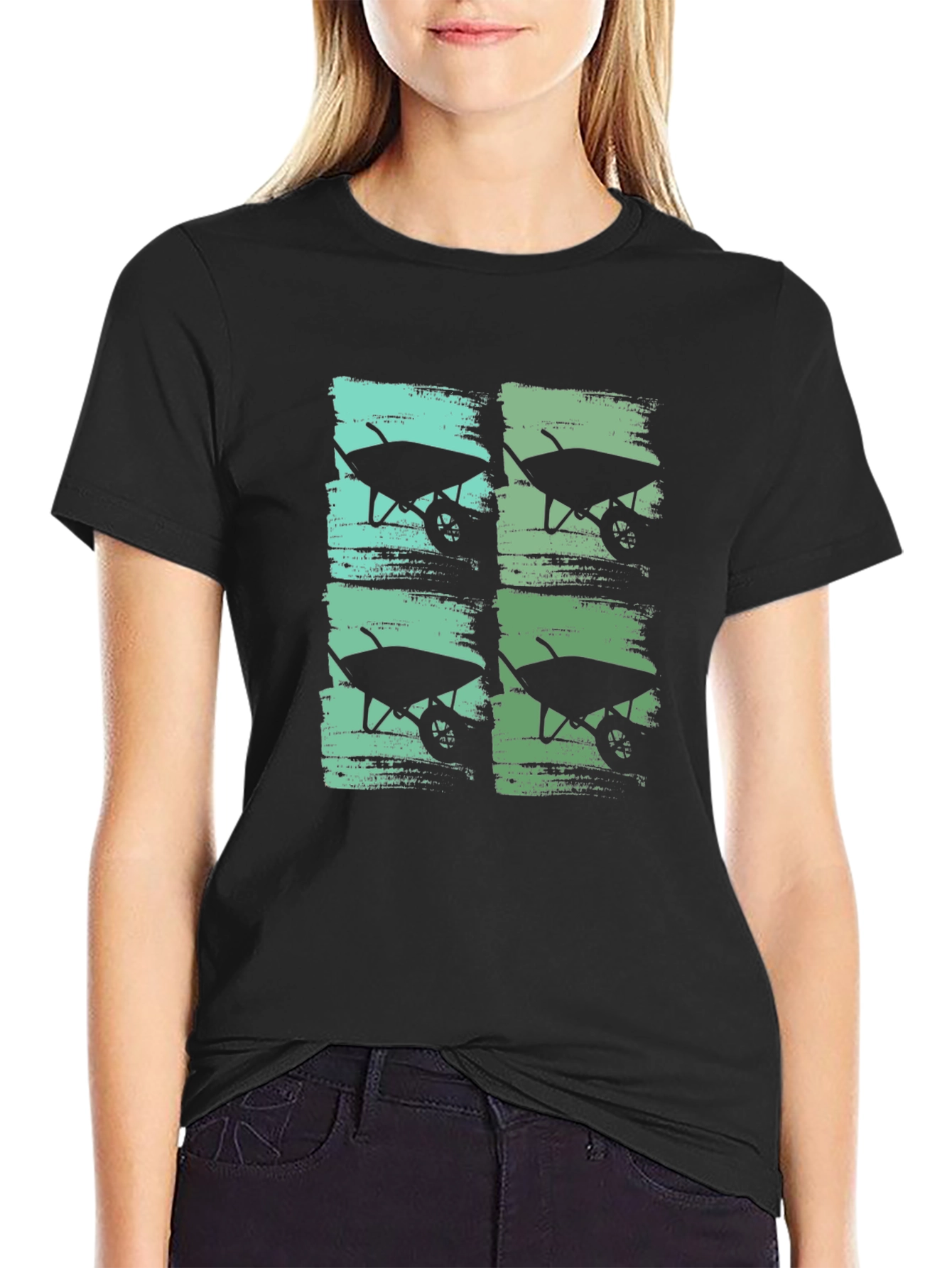 Wheelbarrow Graphic Print Crew Neck T-Shirt