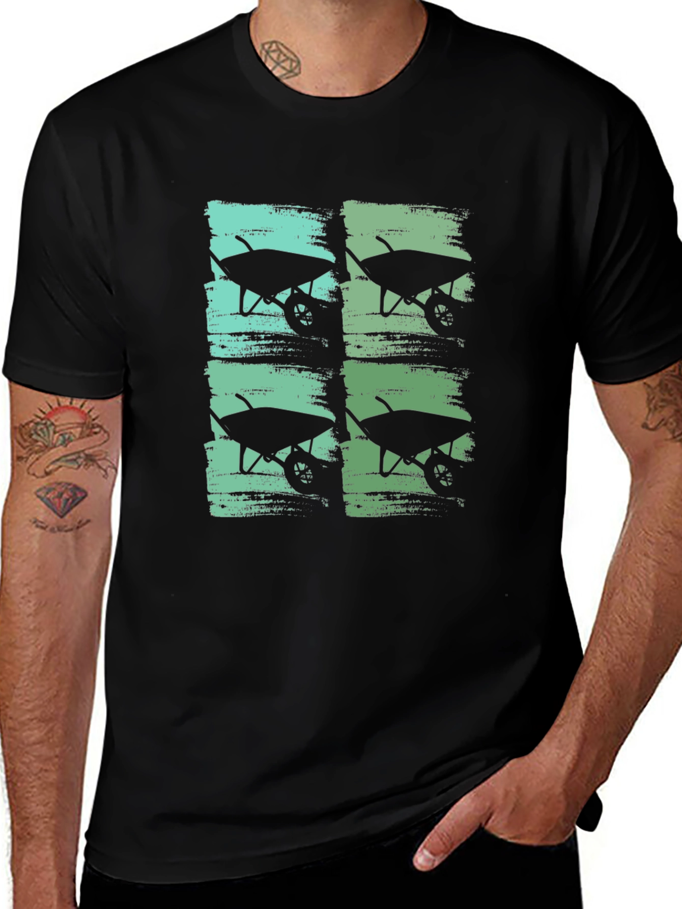 Wheelbarrow Graphic Print Crew Neck T-Shirt