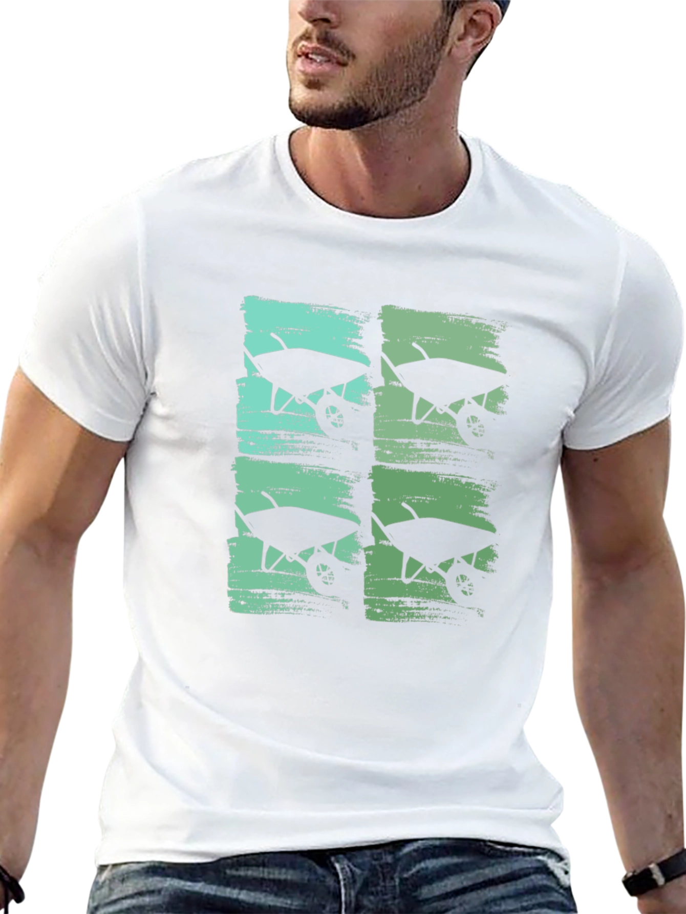 Wheelbarrow Graphic Print Crew Neck T-Shirt