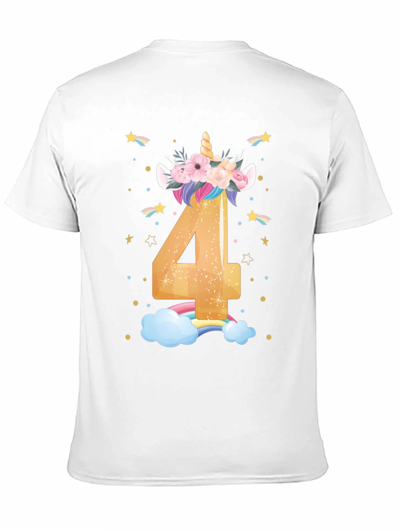 Cute Unicorn 4th Birthday Black T-Shirt