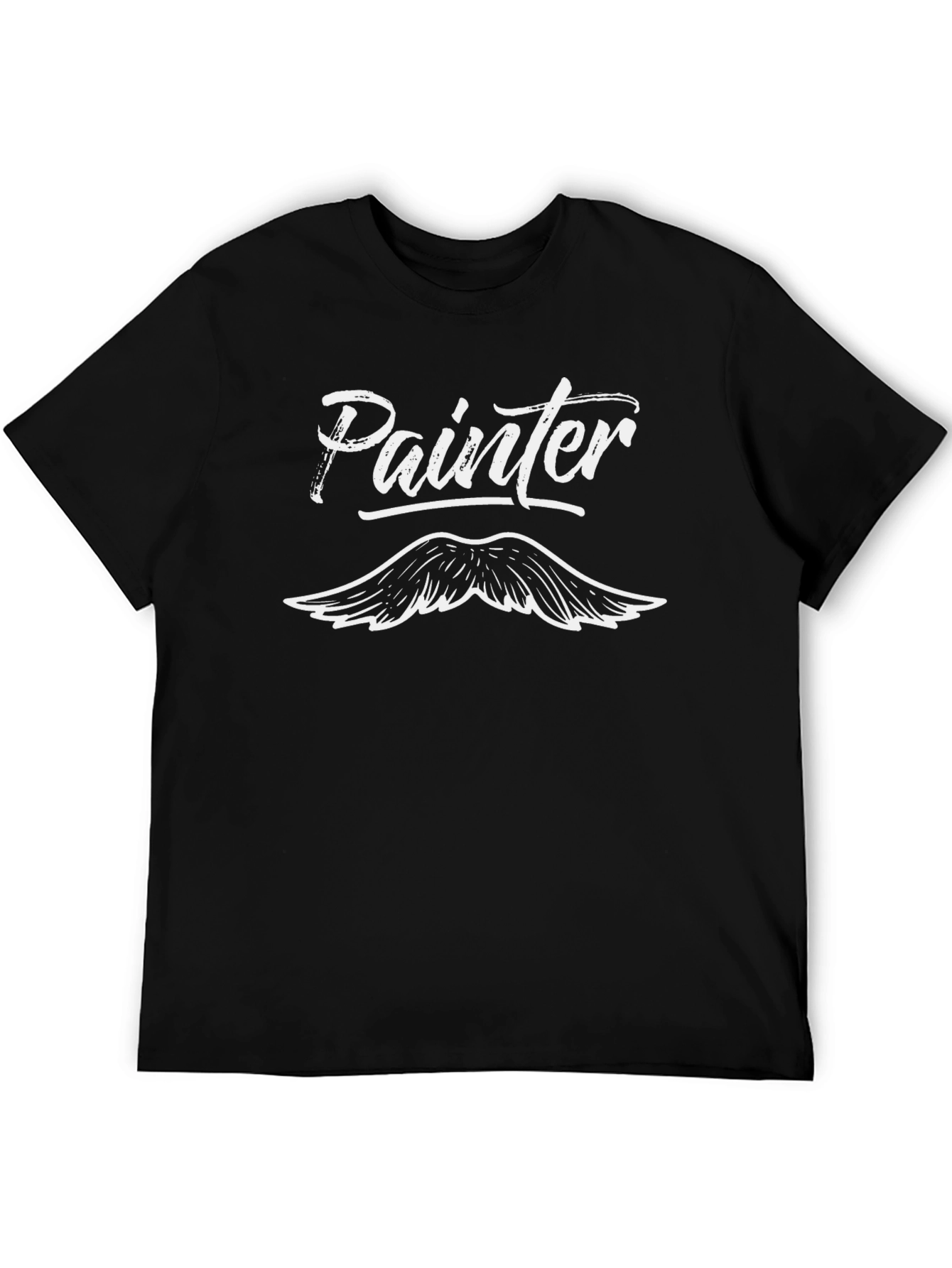 Painter Mustache Graphic Tee - Black Cotton T-Shirt