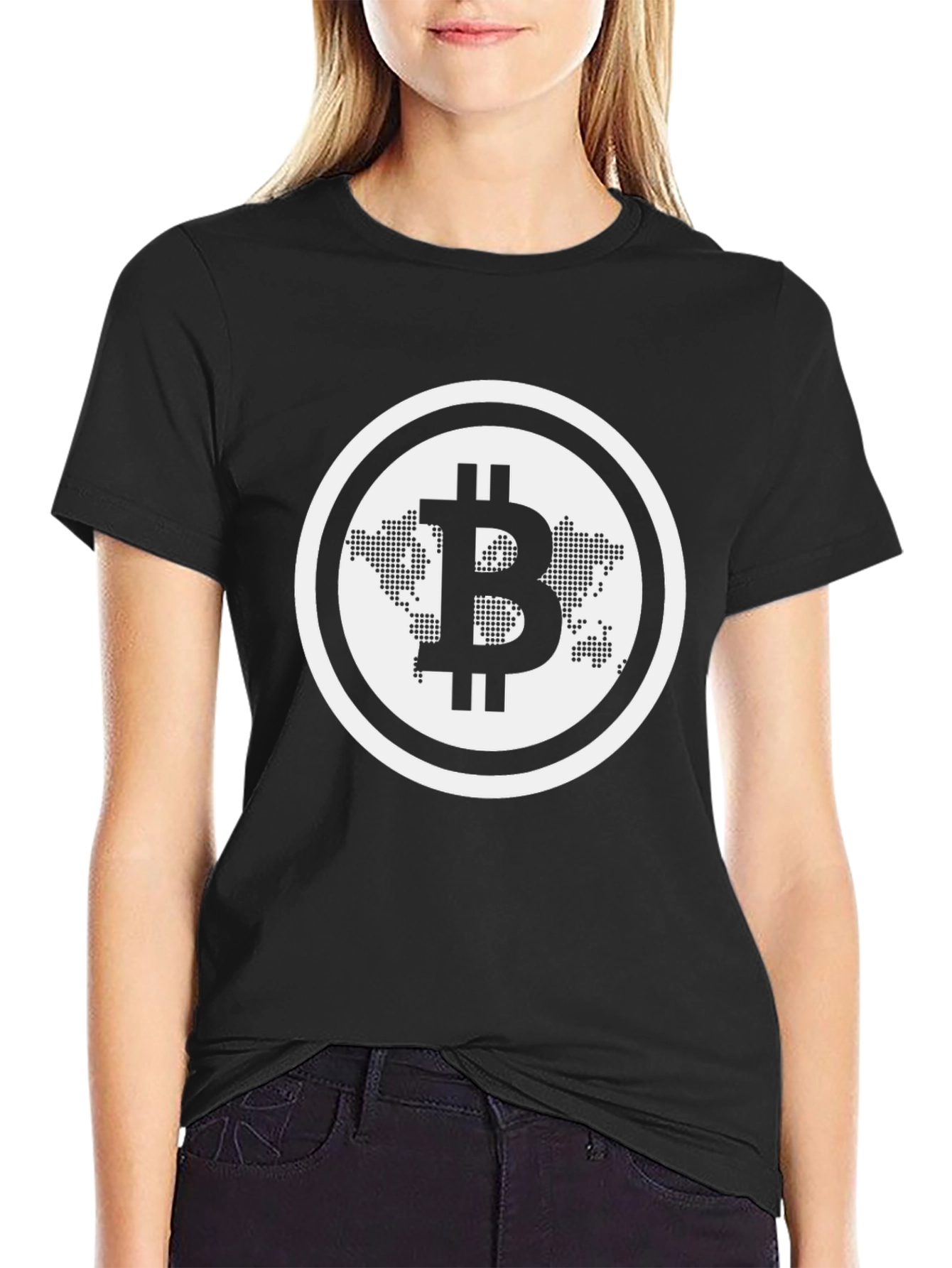 Bitcoin World Map Black T-Shirt