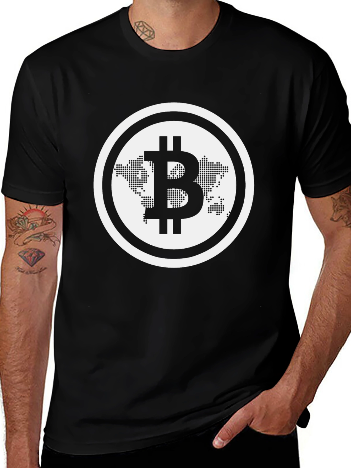 Bitcoin World Map Black T-Shirt