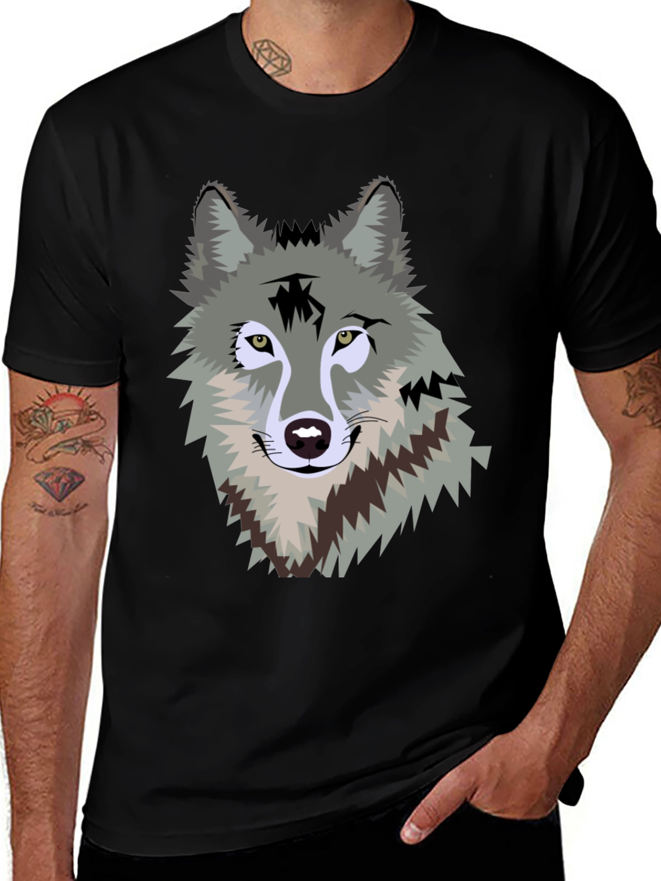 Wolf Graphic Print Mens T-Shirt