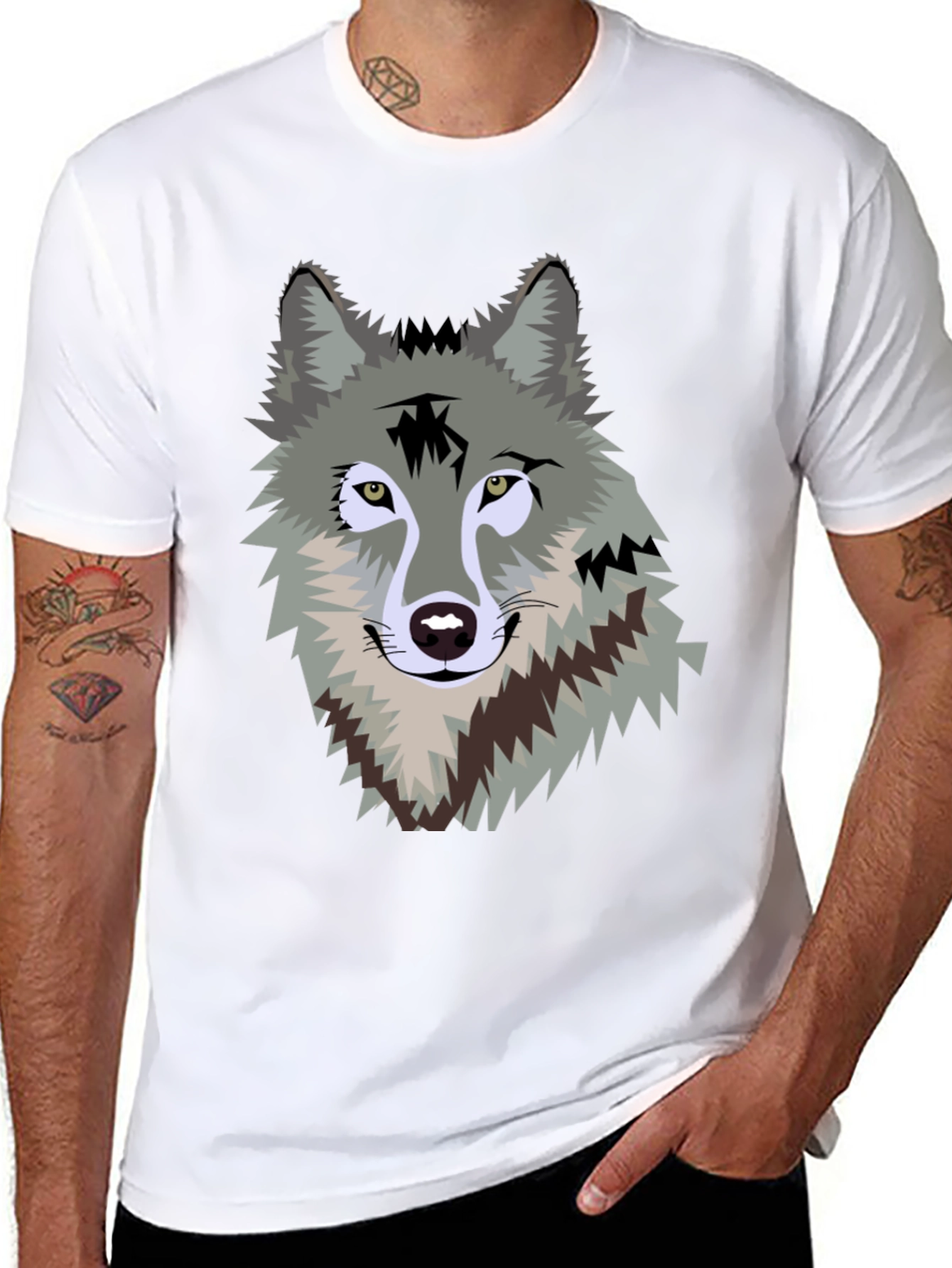 Wolf Graphic Print Mens T-Shirt