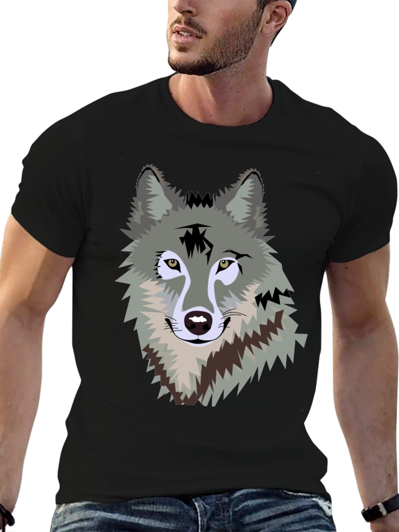 Wolf Graphic Print Mens T-Shirt