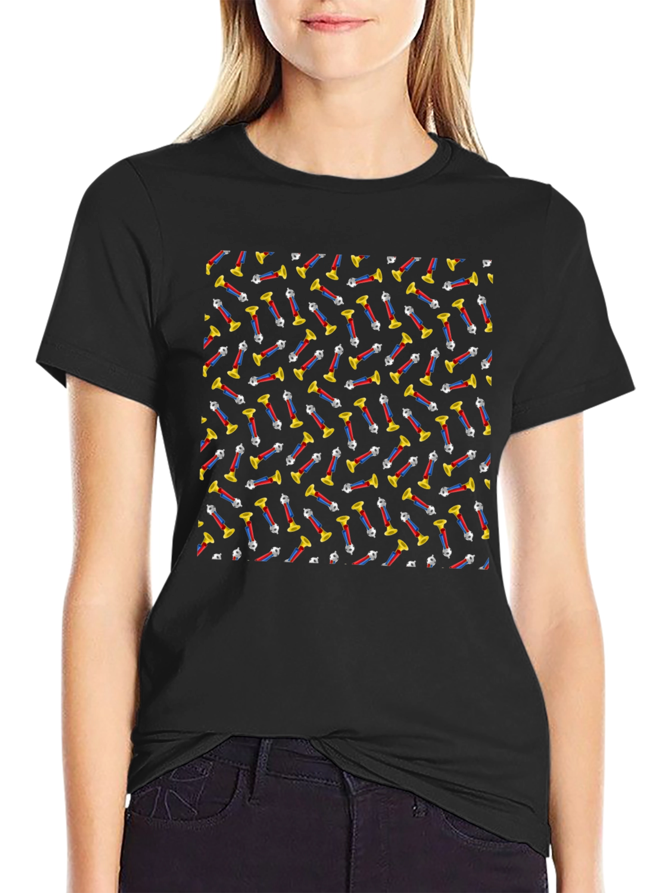 Retro PEZ Dispenser Pattern Black T-Shirt