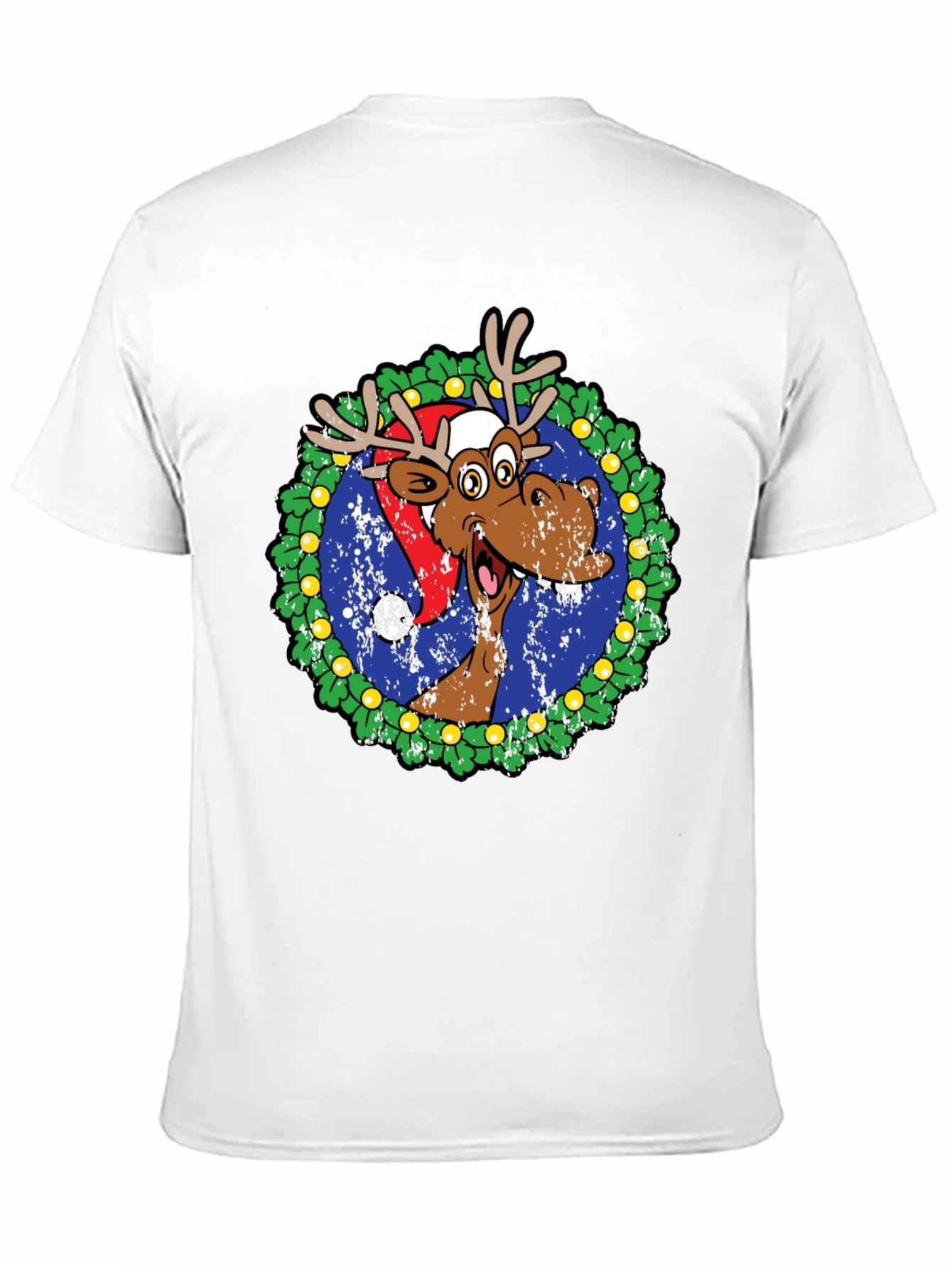 Moose Christmas Wreath Graphic T-Shirt