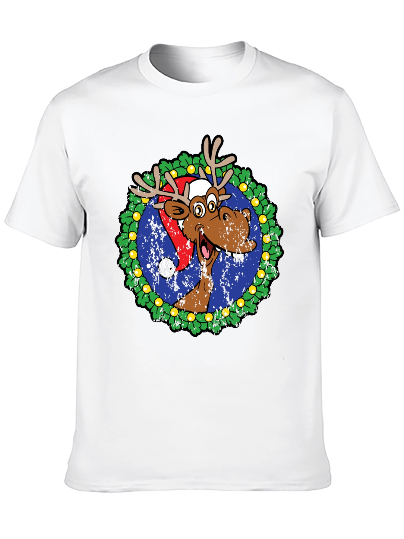 Moose Christmas Wreath Graphic T-Shirt