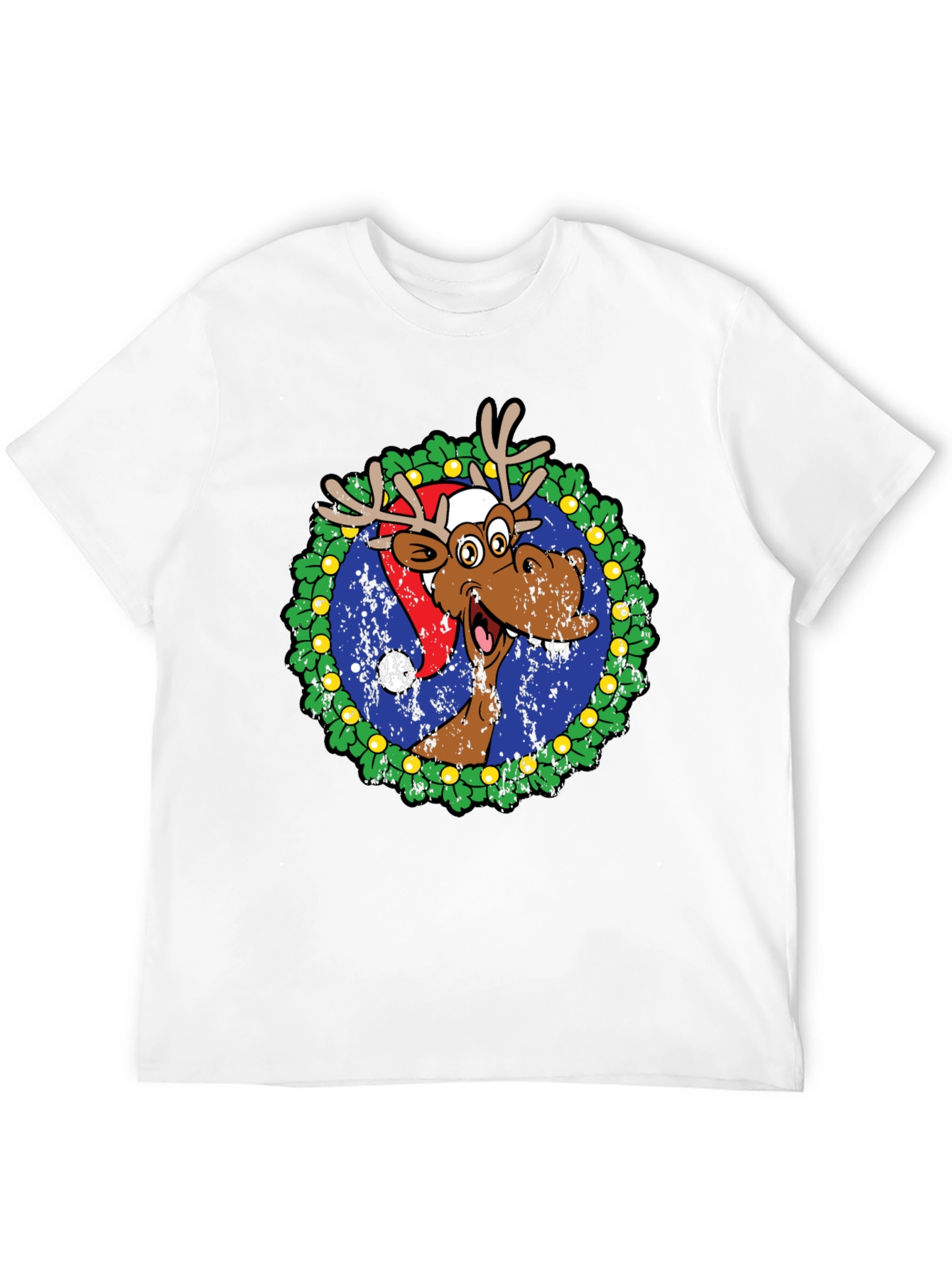 Moose Christmas Wreath Graphic T-Shirt