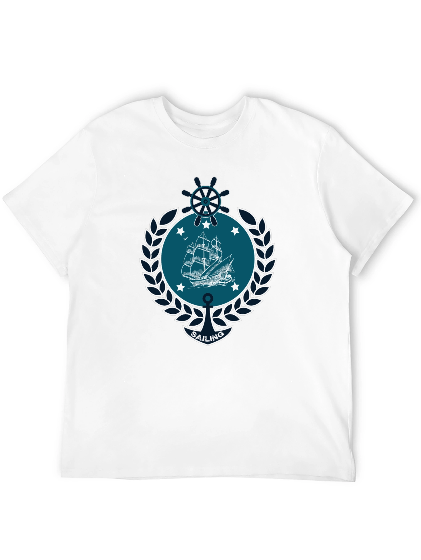 Nautical Sailing Graphic T-Shirt - Black Cotton Tee