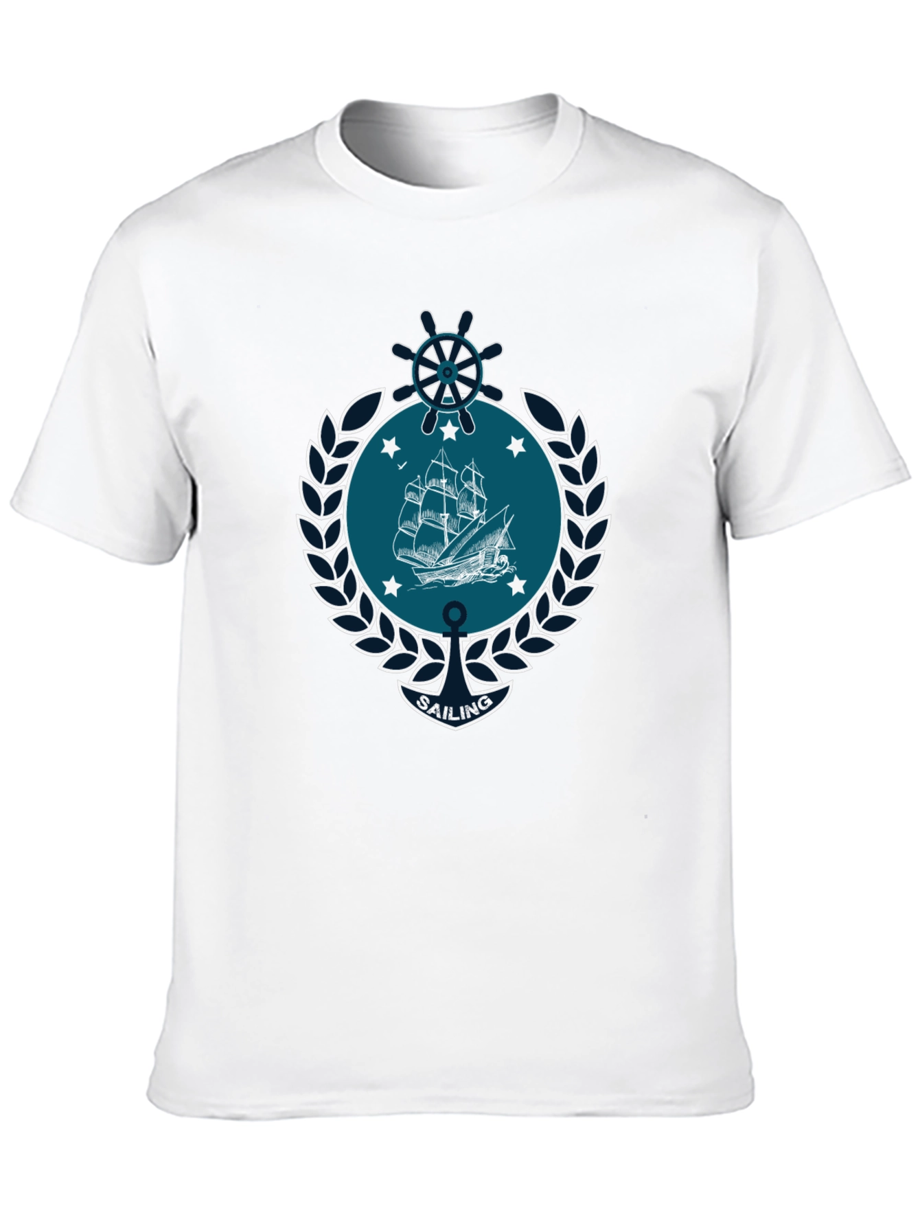 Nautical Sailing Graphic T-Shirt - Black Cotton Tee