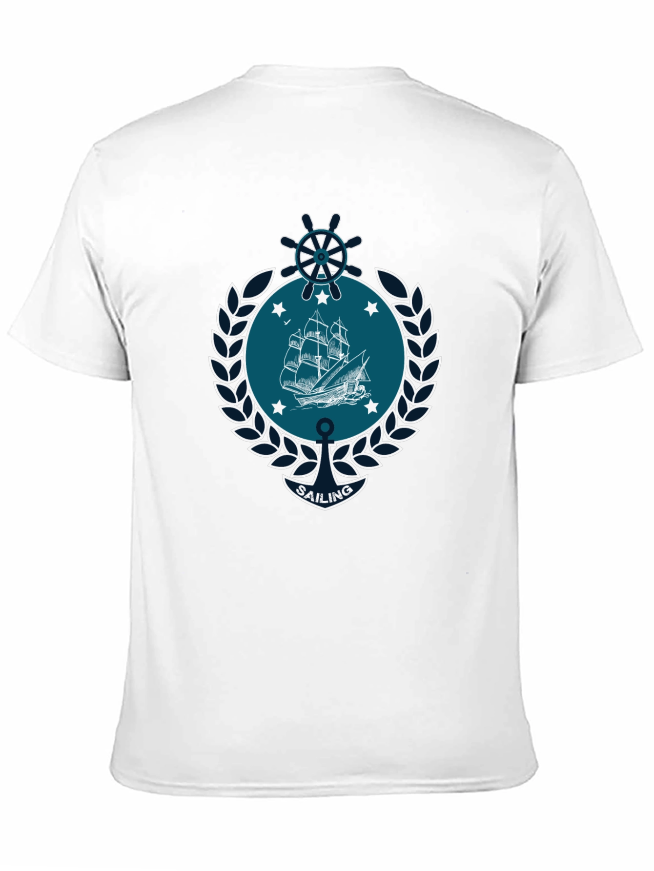 Nautical Sailing Graphic T-Shirt - Black Cotton Tee