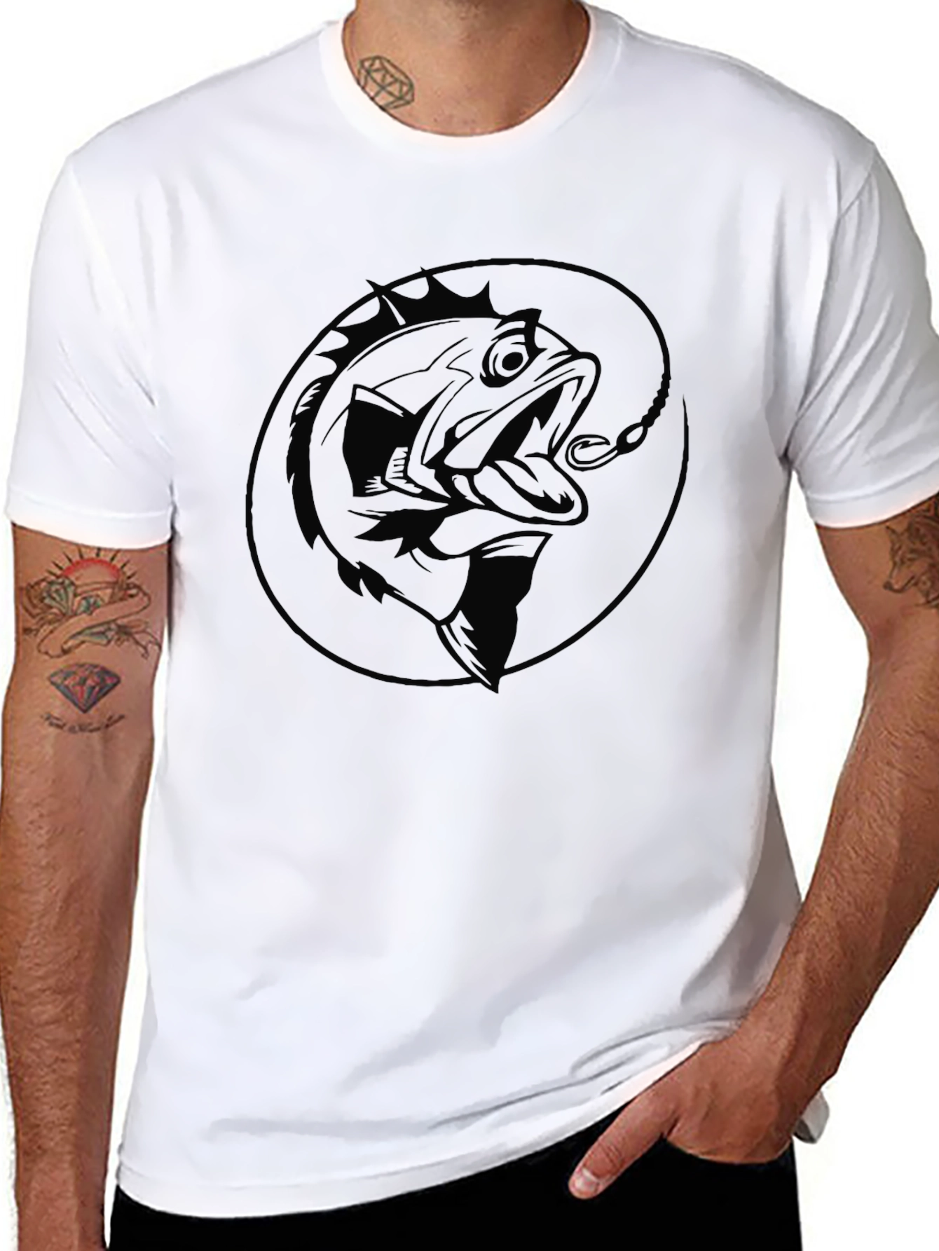 Mens Black Bass Graphic T-Shirt