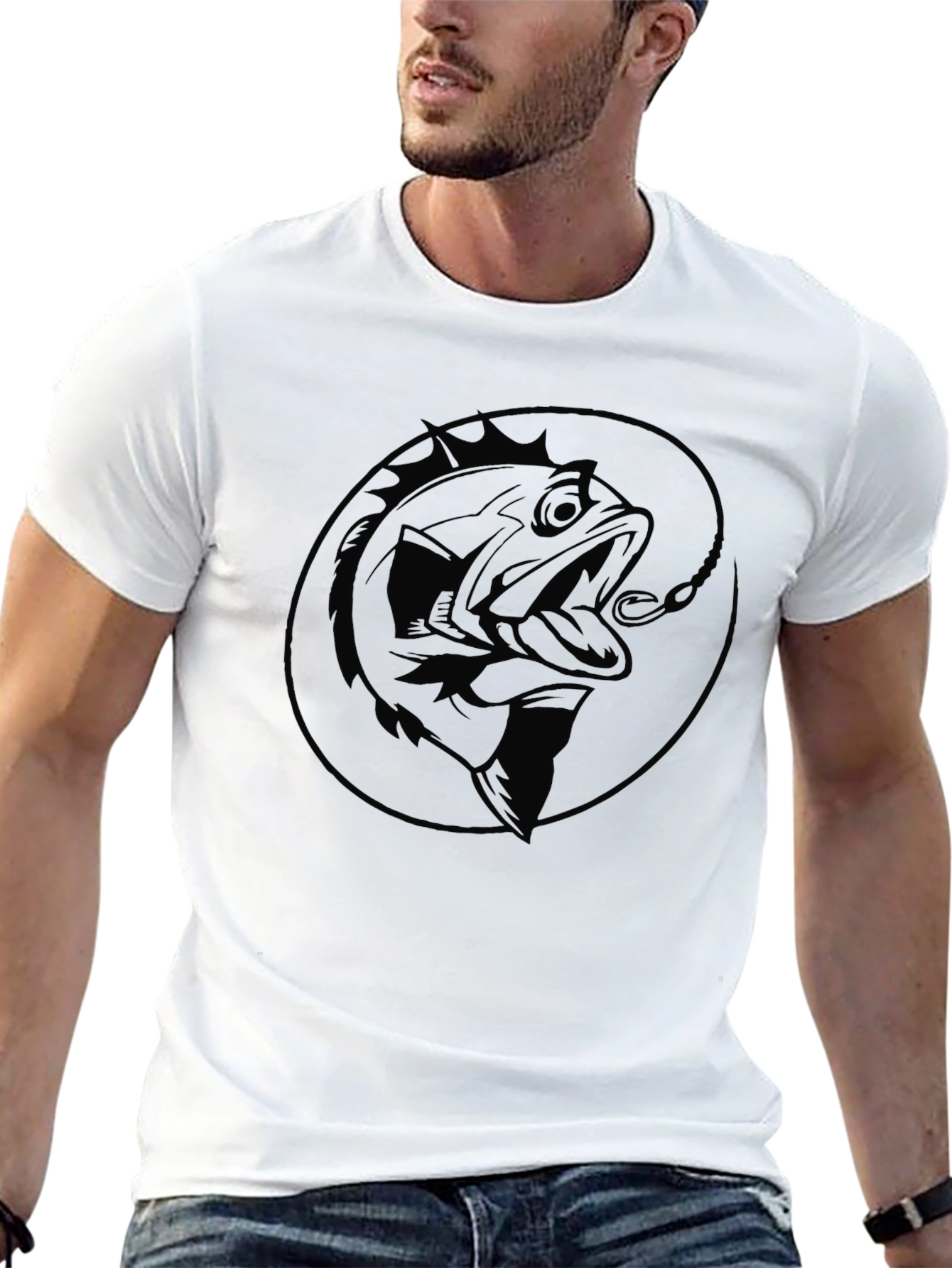 Mens Black Bass Graphic T-Shirt
