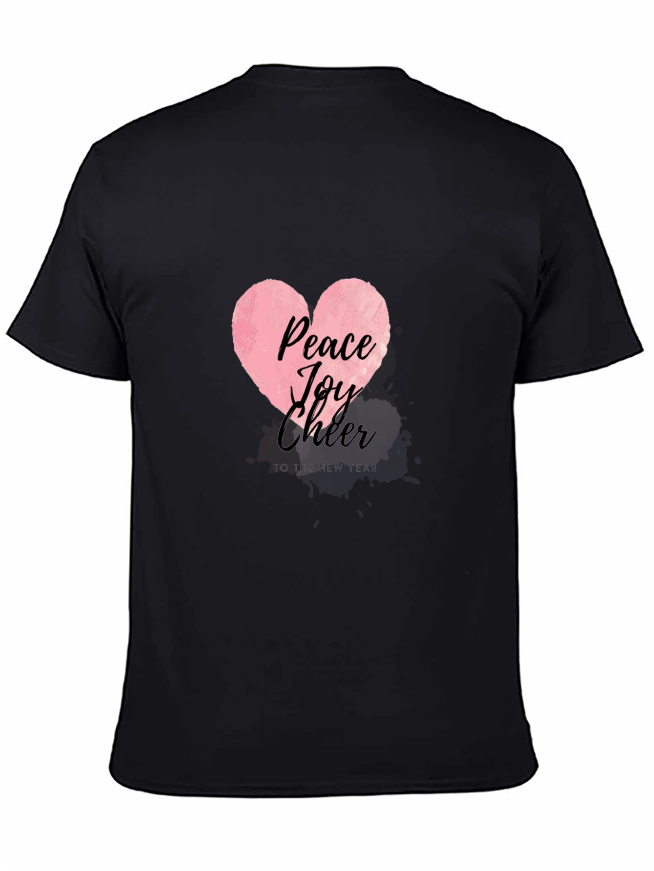 Peace Joy Cheer Heart Graphic Tee - Black