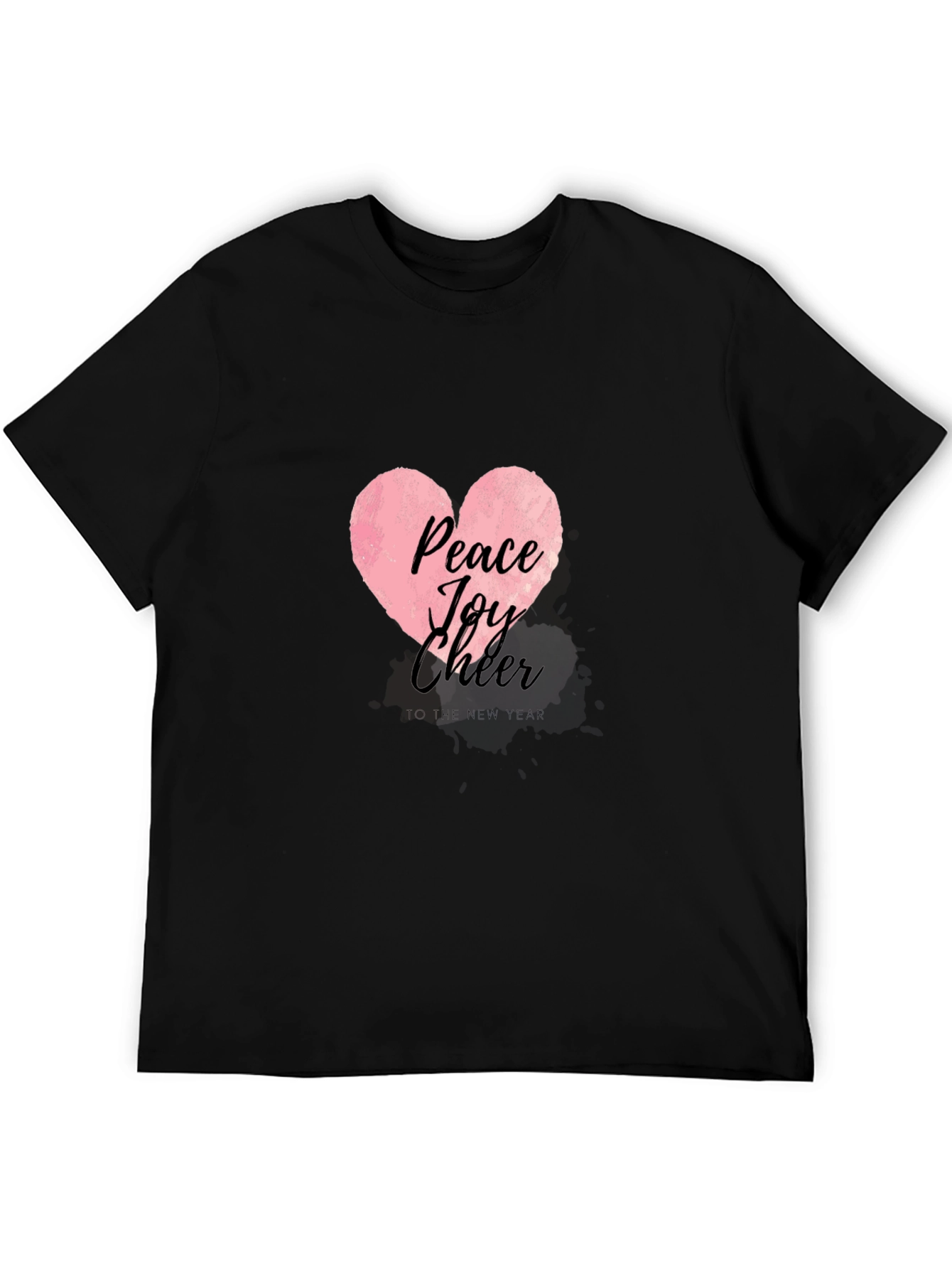 Peace Joy Cheer Heart Graphic Tee - Black