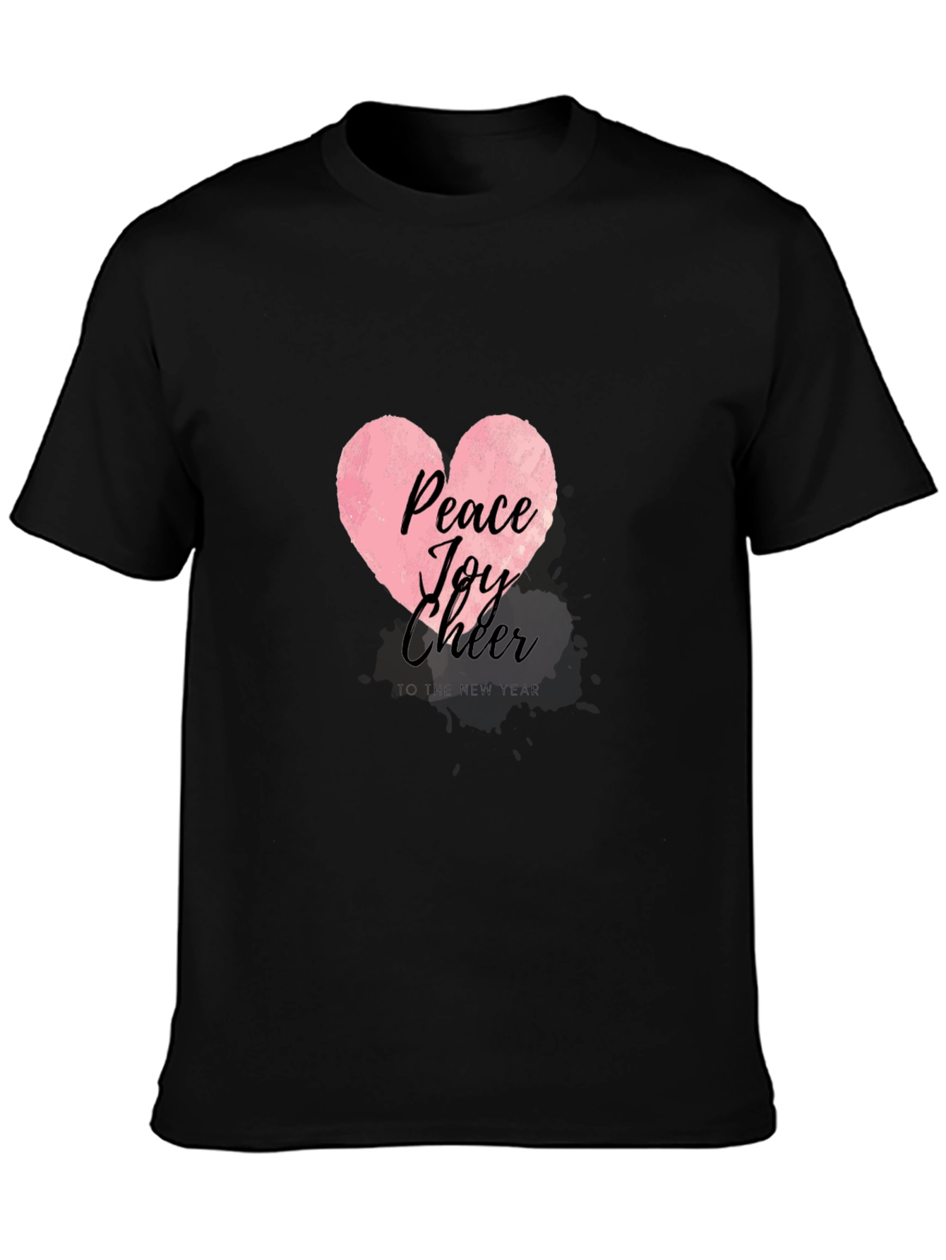 Peace Joy Cheer Heart Graphic Tee - Black