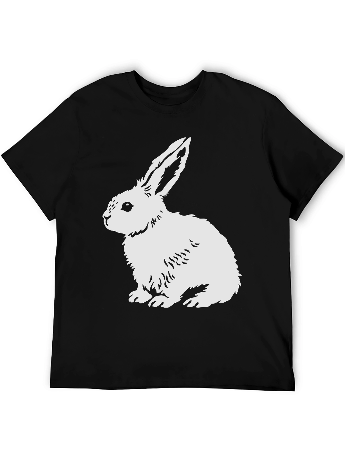 Rabbit Graphic Tee - Black Cotton Blend Shirt