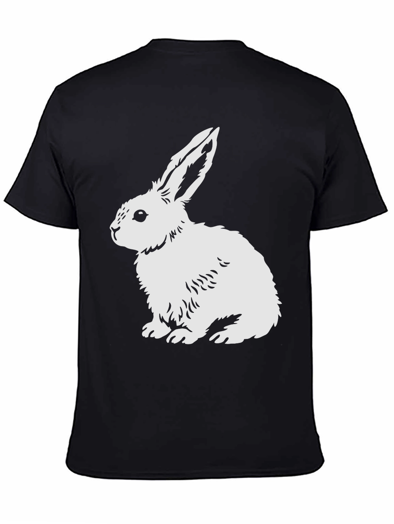 Rabbit Graphic Tee - Black Cotton Blend Shirt