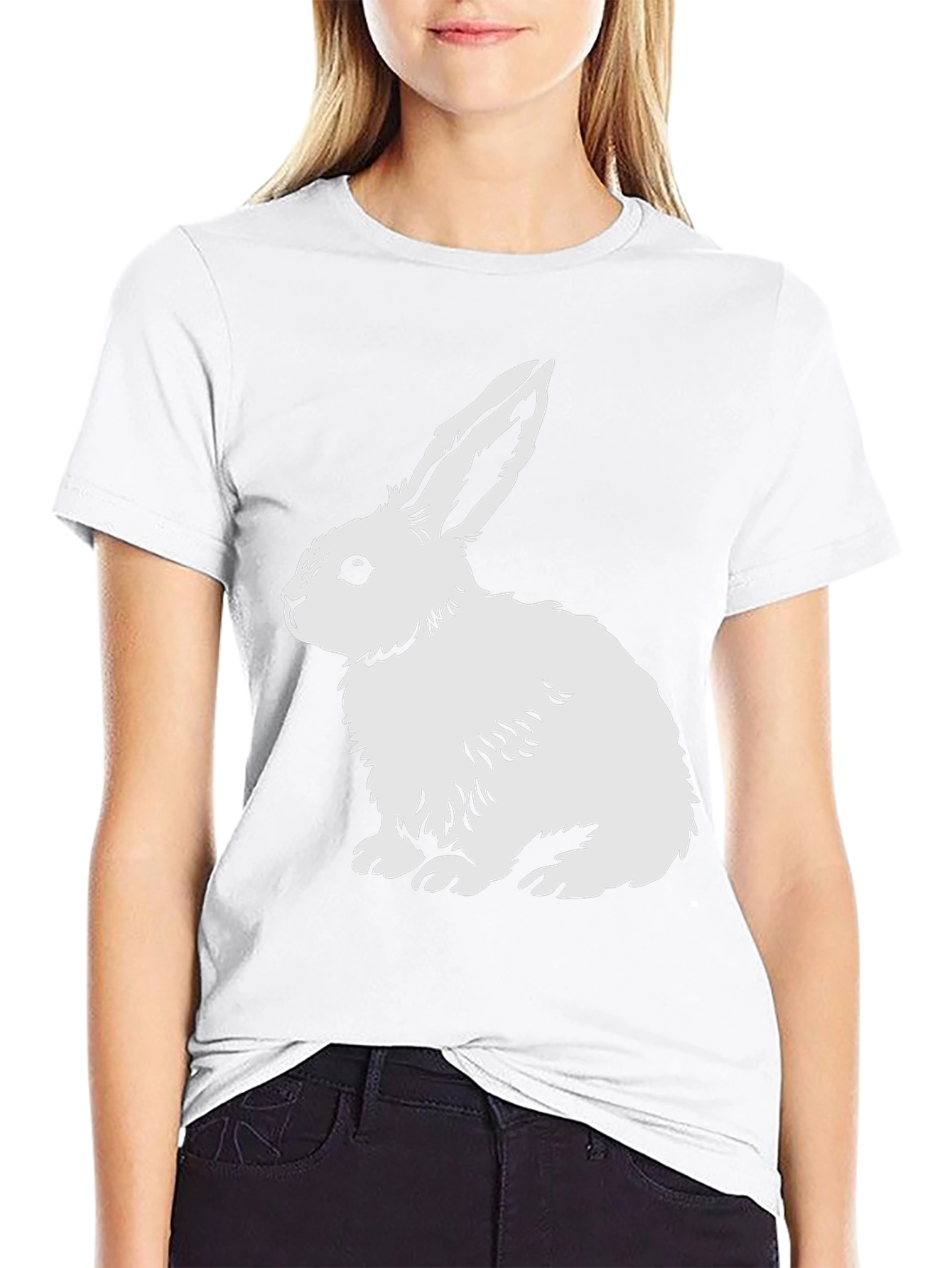 Rabbit Graphic Tee - Black Cotton Blend Shirt