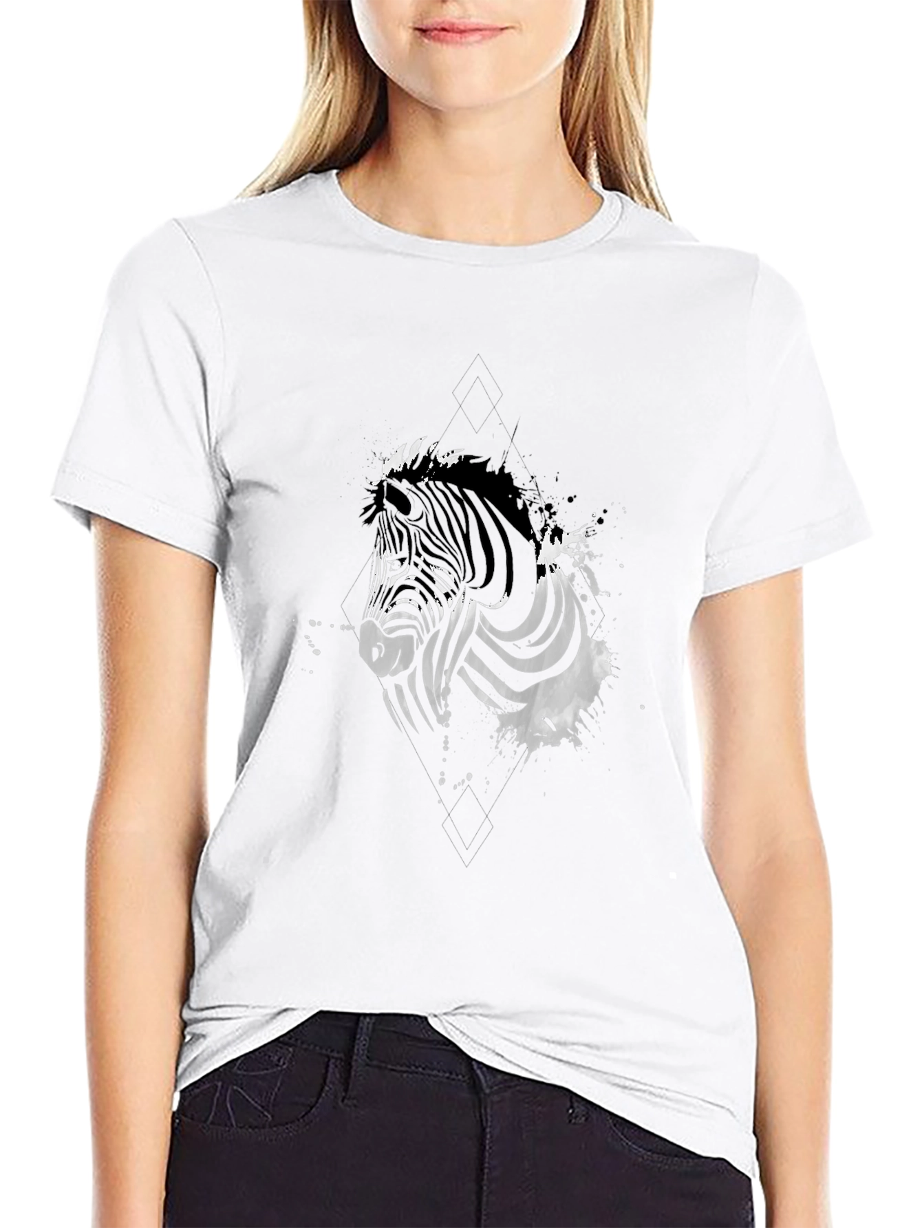 Zebra Graphic Print Black T-Shirt