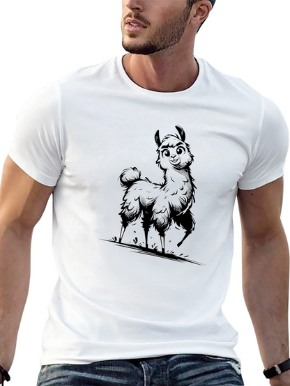Llama Graphic Print T-Shirt - Casual Style