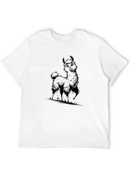 Llama Graphic Print T-Shirt - Casual Style