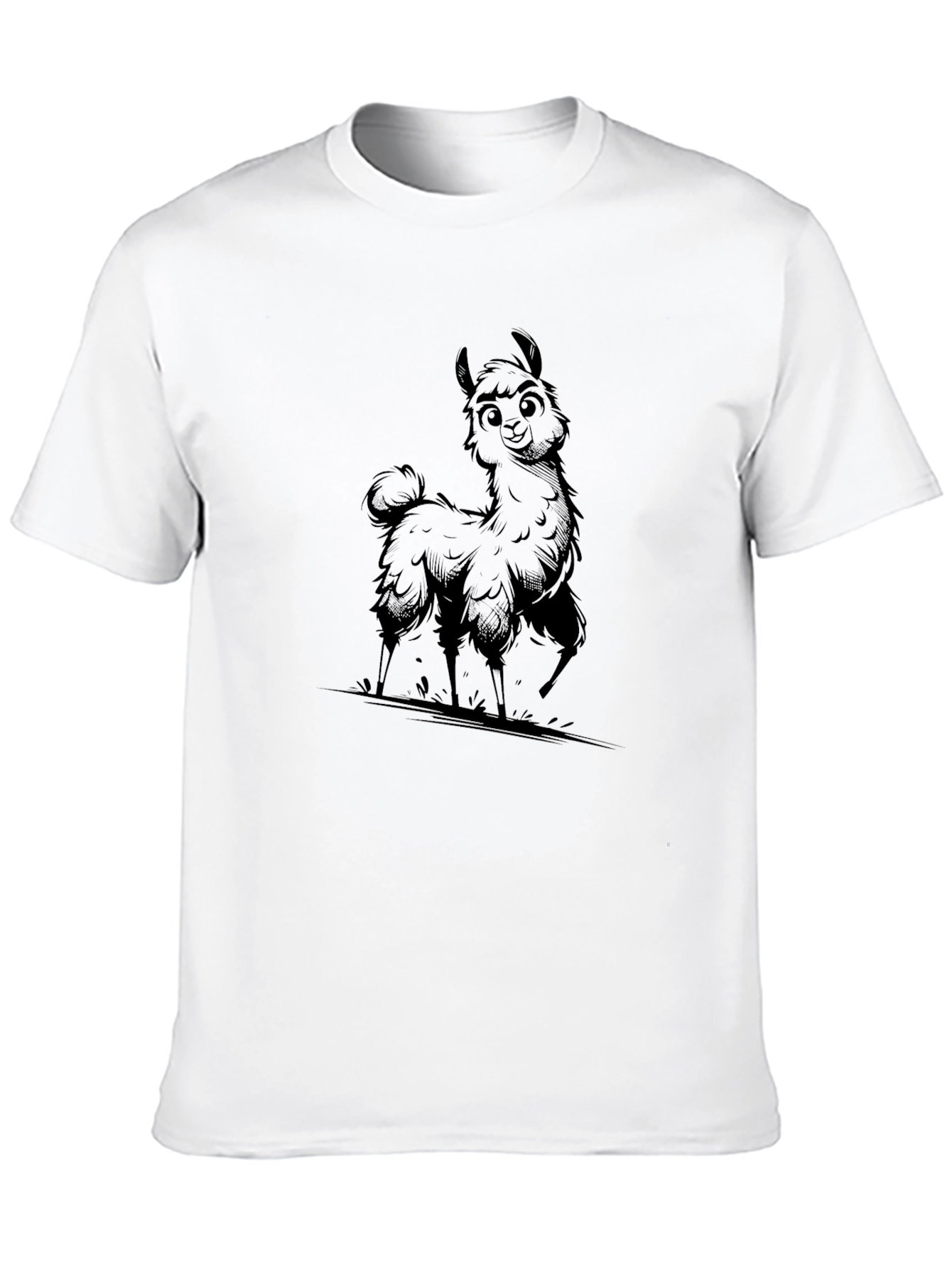 Llama Graphic Print T-Shirt - Casual Style