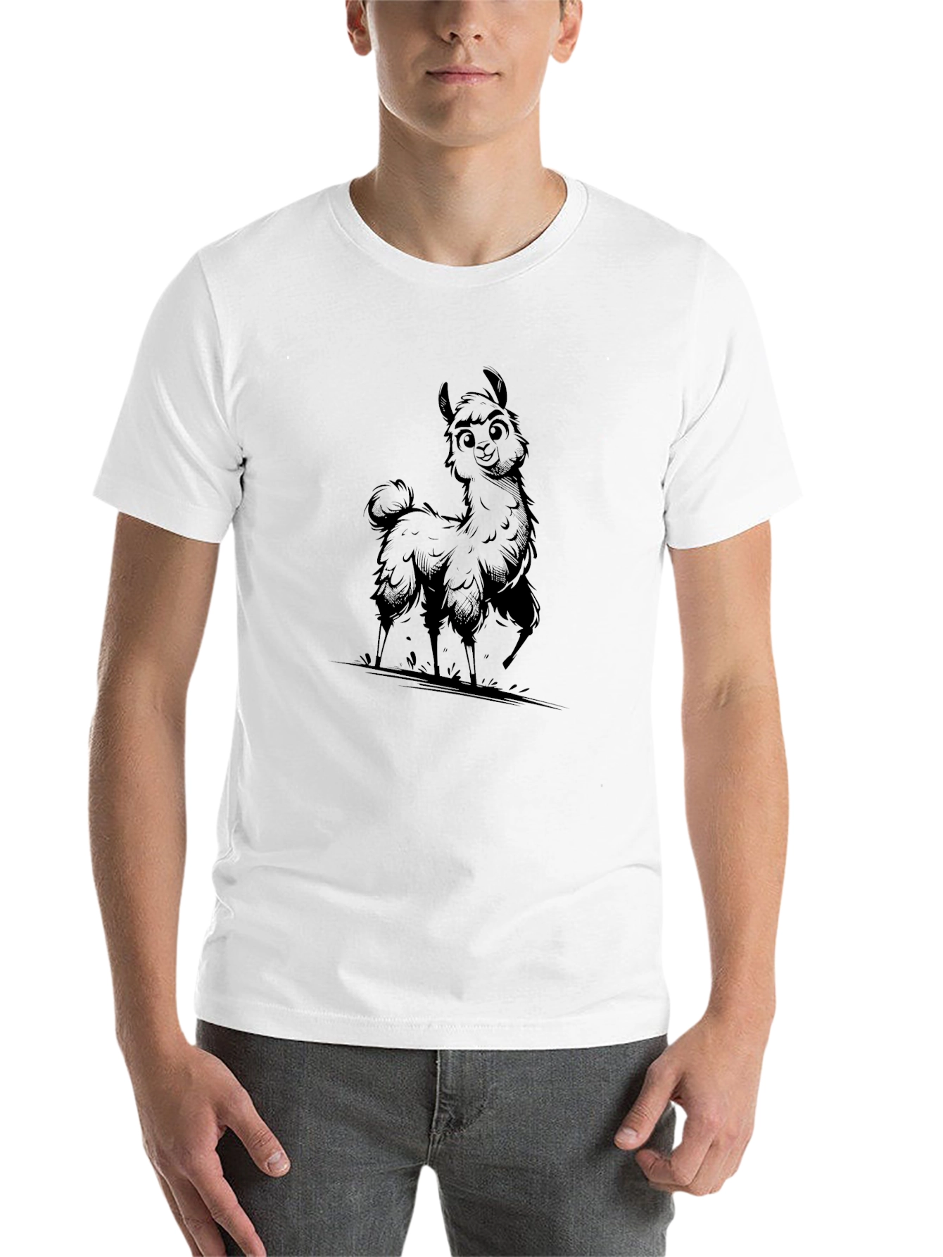 Llama Graphic Print T-Shirt - Casual Style