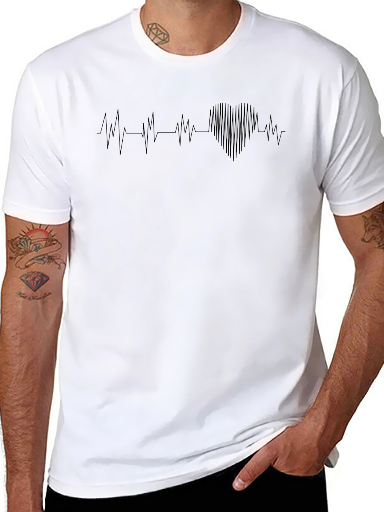 Heartbeat Graphic Tee - Stylish Mens Black T-Shirt