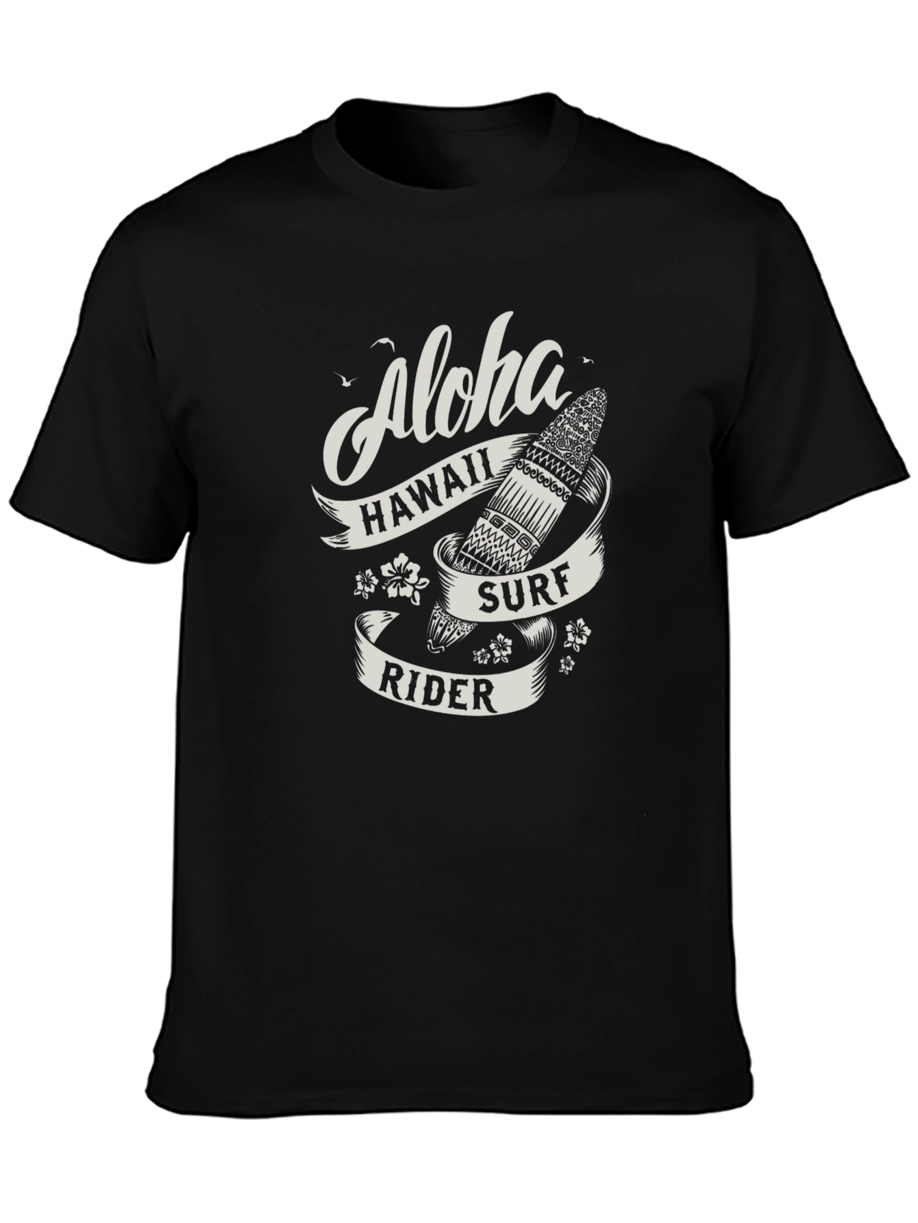 Aloha Hawaii Surf Rider T-Shirt - Black