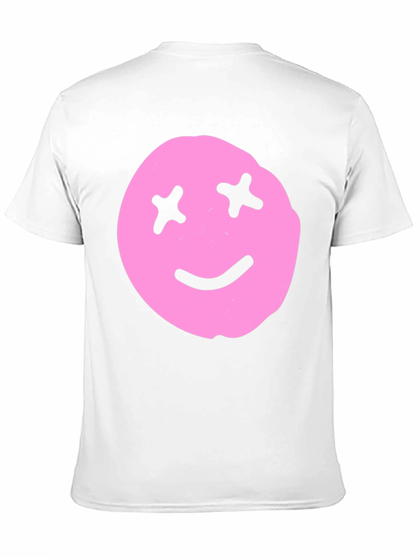 Pink Smiley Face Graphic Tee - Black Cotton Blend
