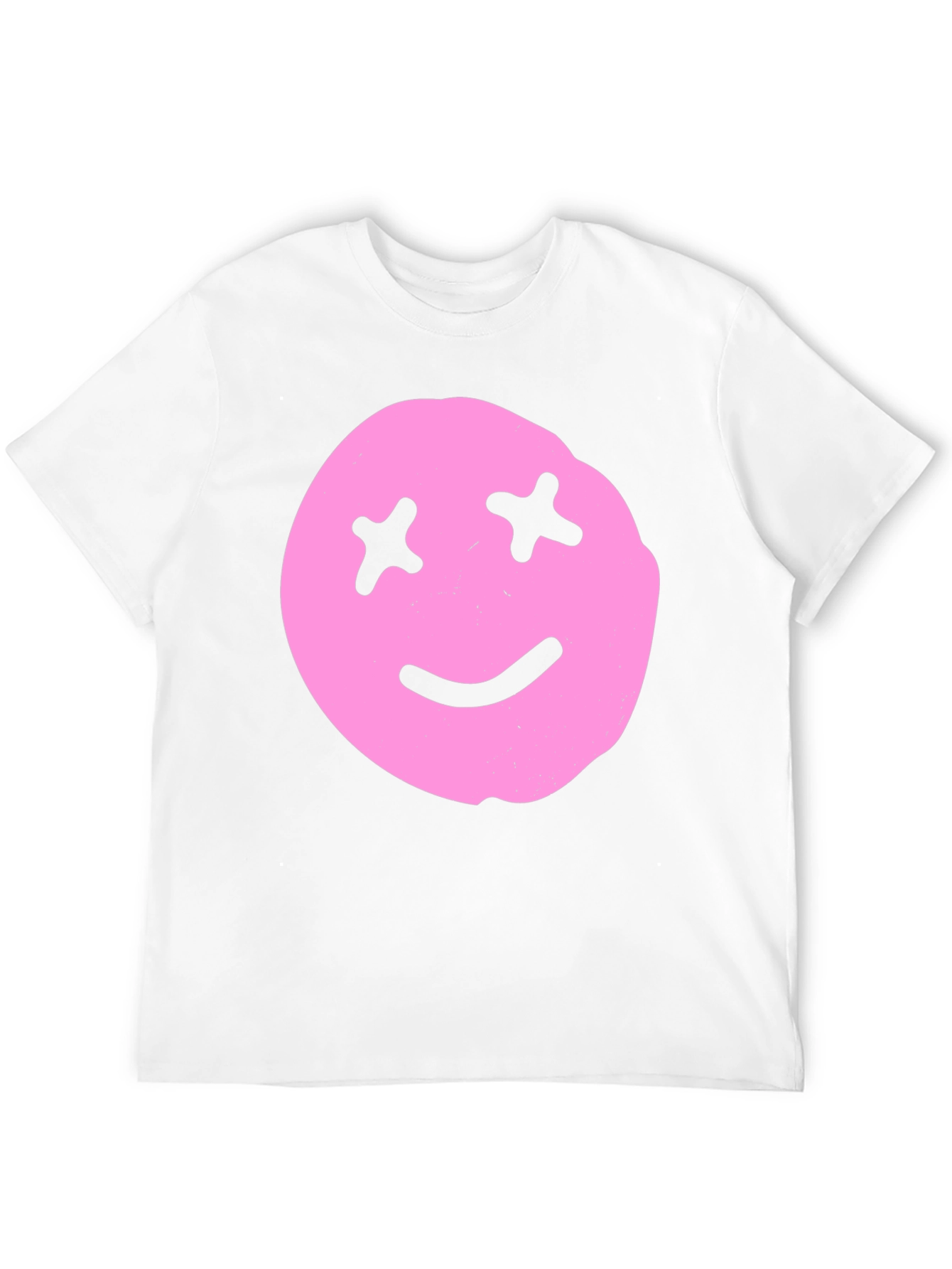Pink Smiley Face Graphic Tee - Black Cotton Blend