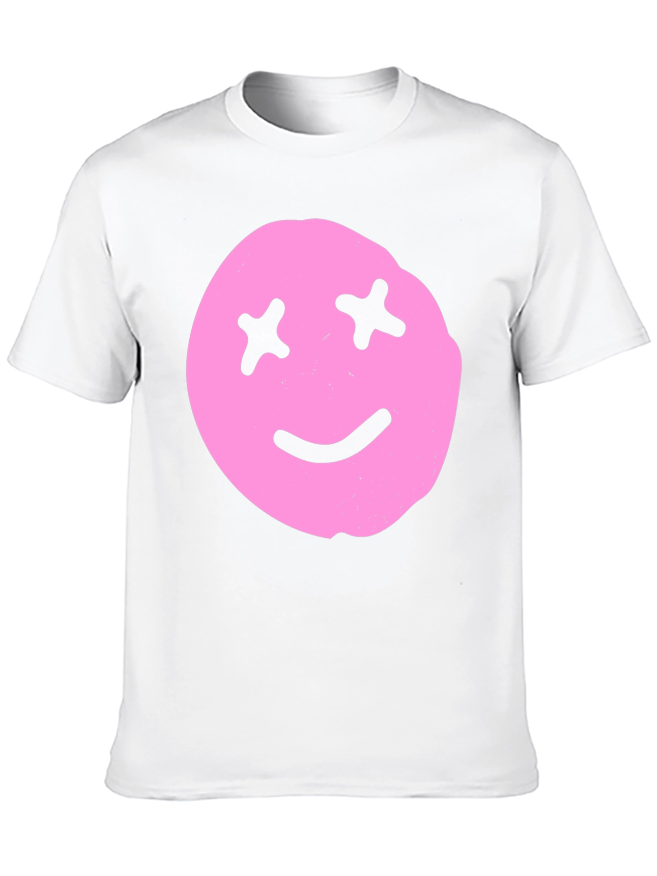 Pink Smiley Face Graphic Tee - Black Cotton Blend