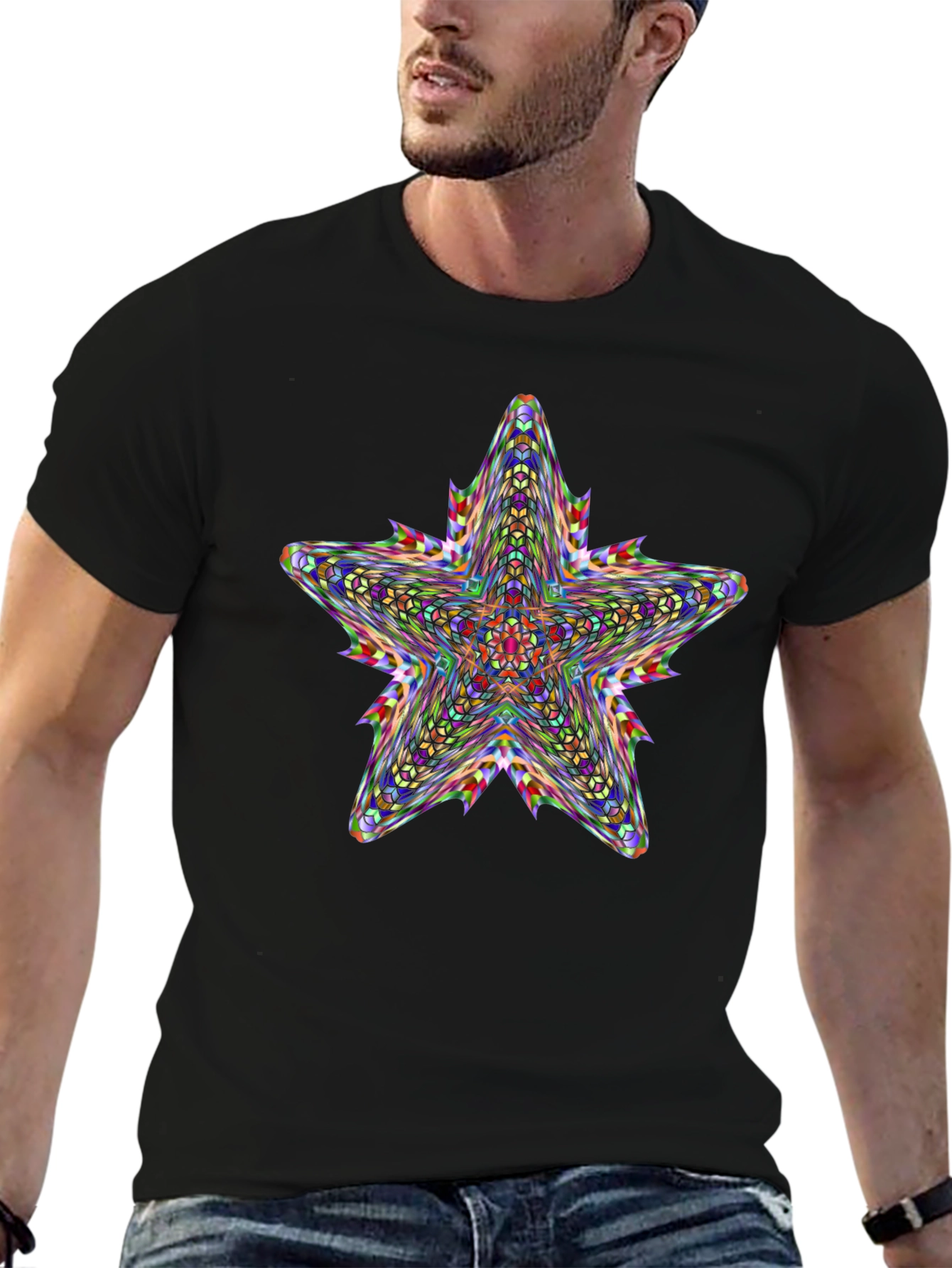 Kaleidoscope Star Graphic Black T-Shirt