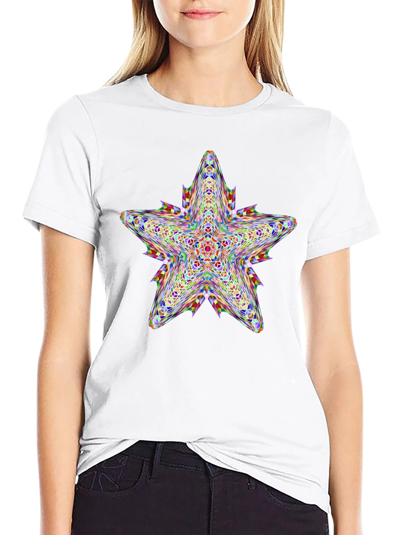 Kaleidoscope Star Graphic Black T-Shirt