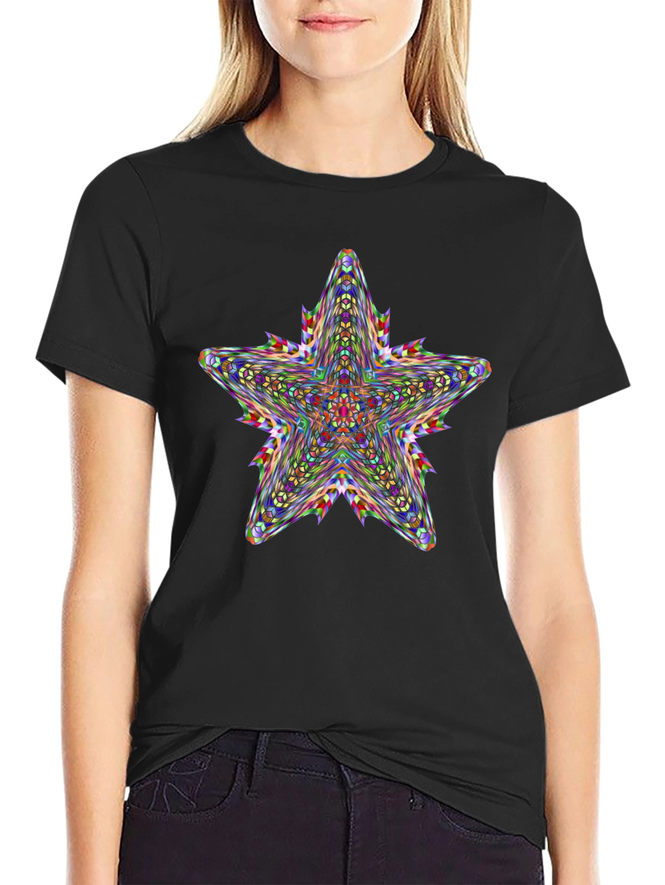 Kaleidoscope Star Graphic Black T-Shirt