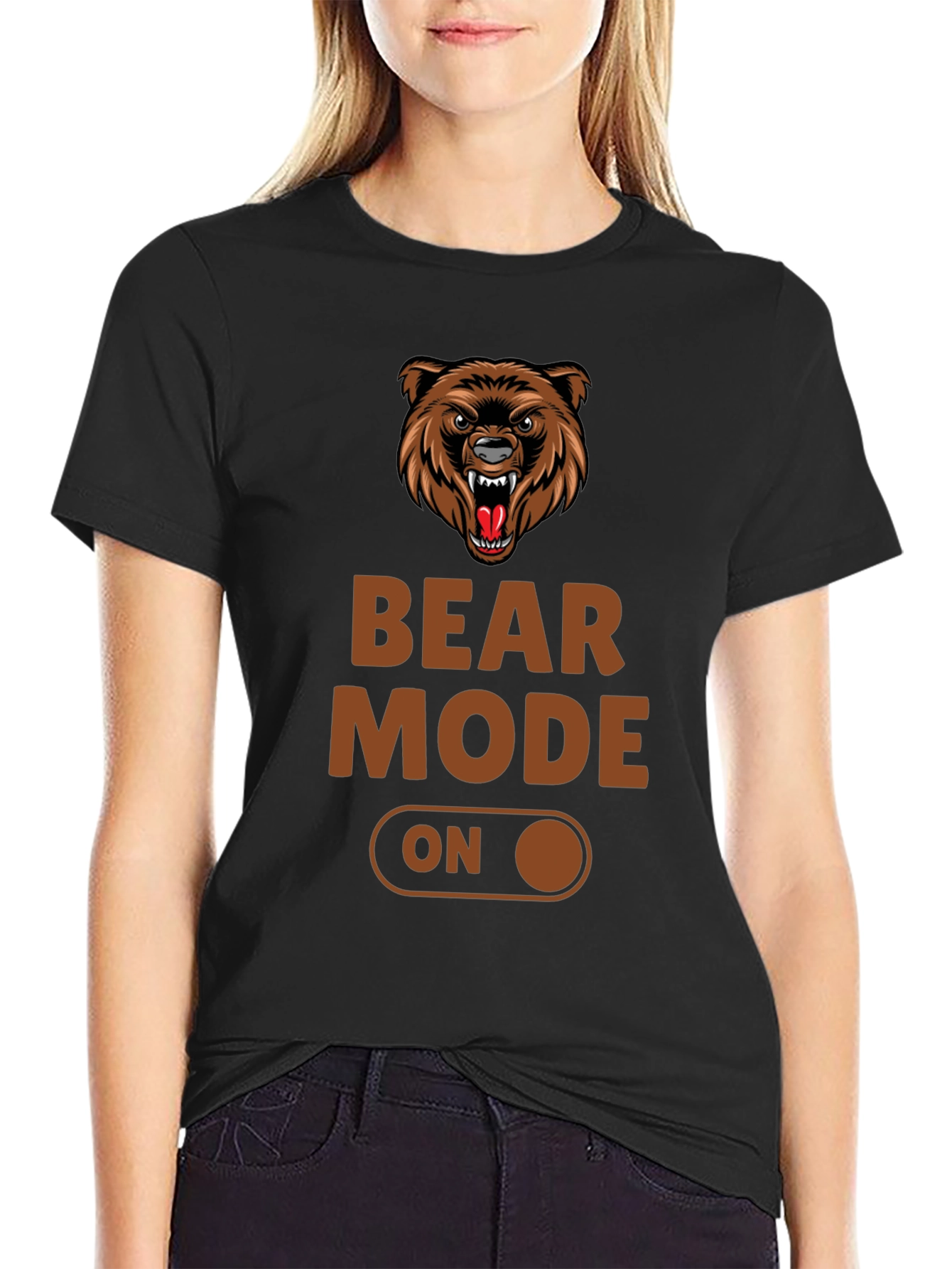 Bear Mode On T-Shirt - Black